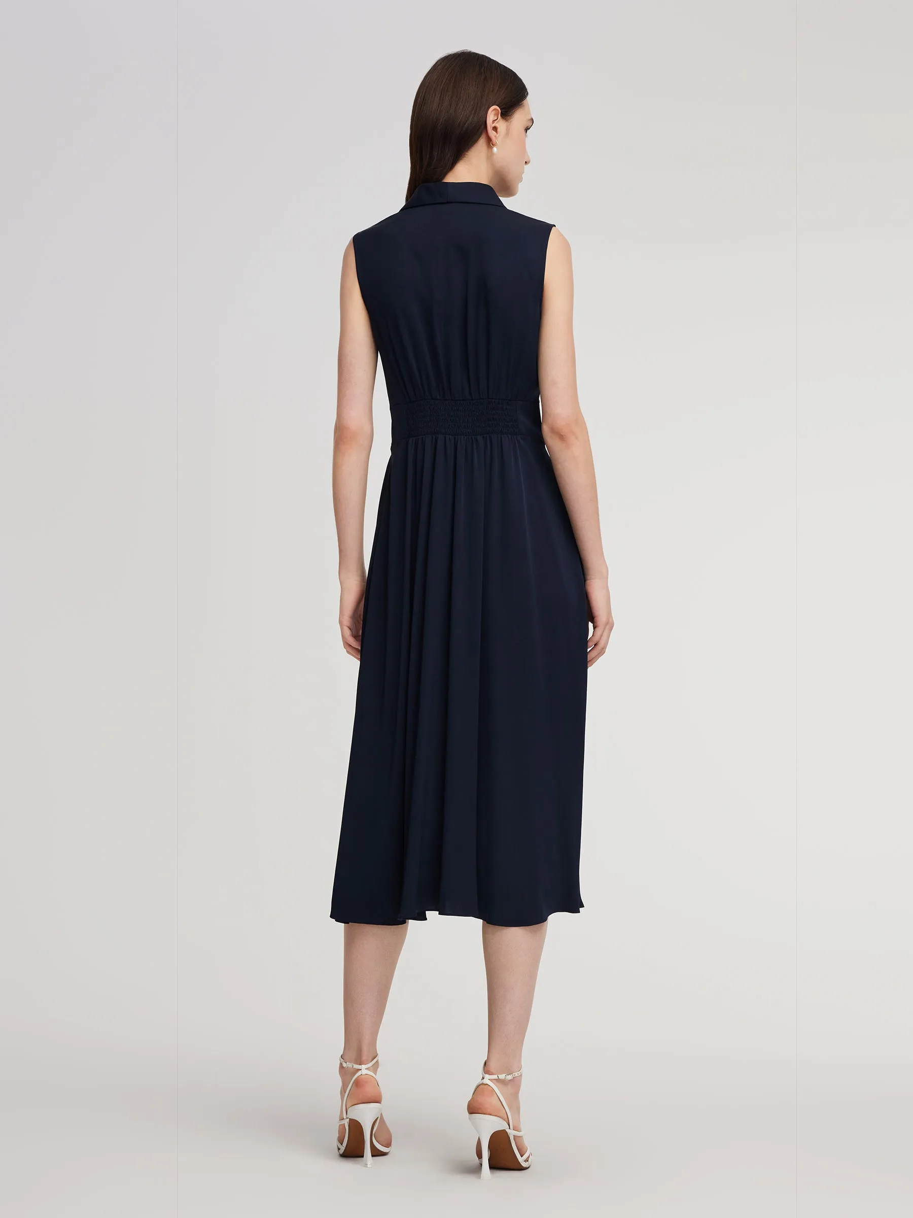 22MM Mulberry Silk Gathered Waist Women Sleeveless Maxi Dress sold by Goelia product image thumbnail 4