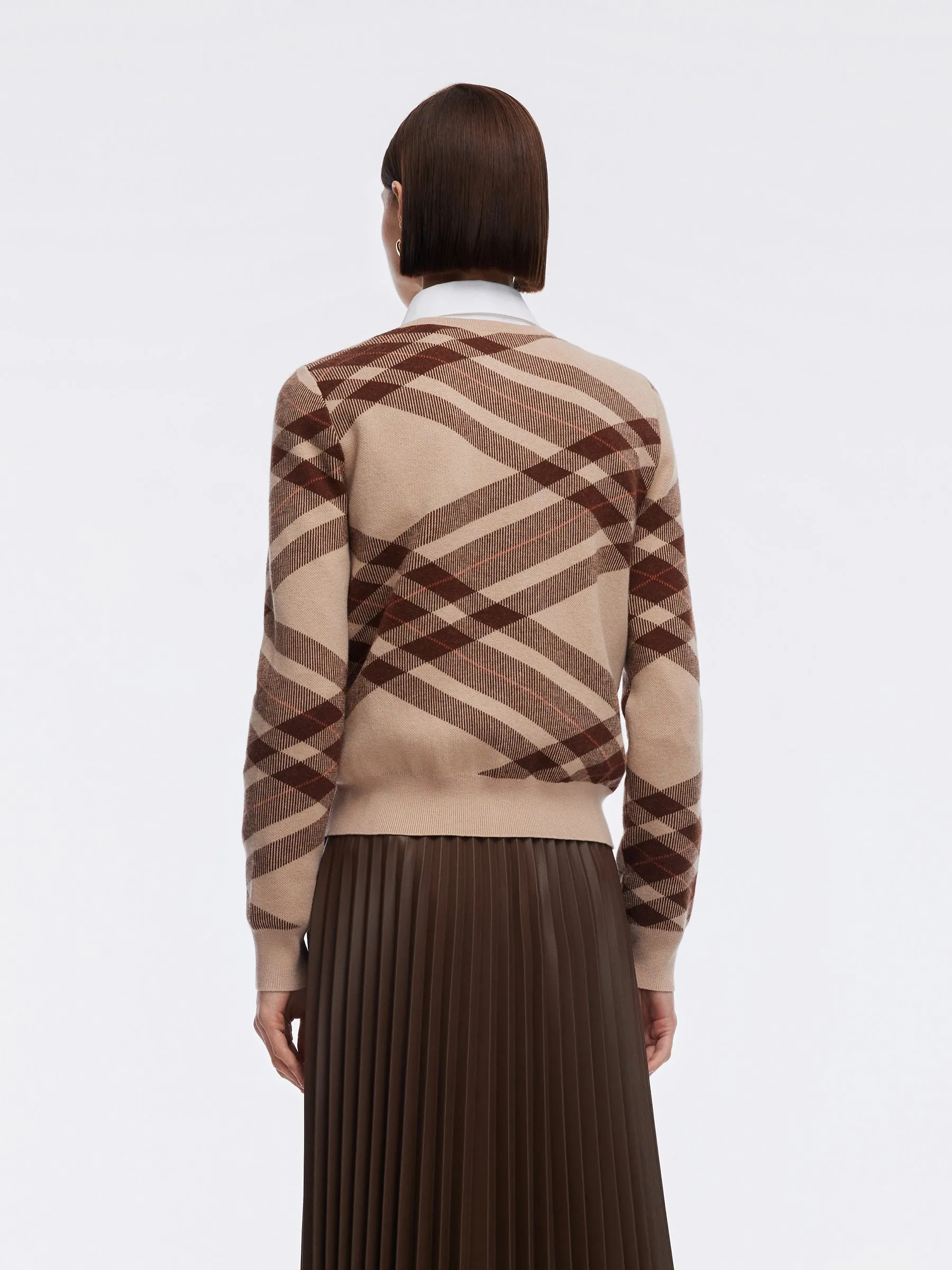 Tencel Wool Blend Plaid Women Cardigan sold by Goelia product image thumbnail 4