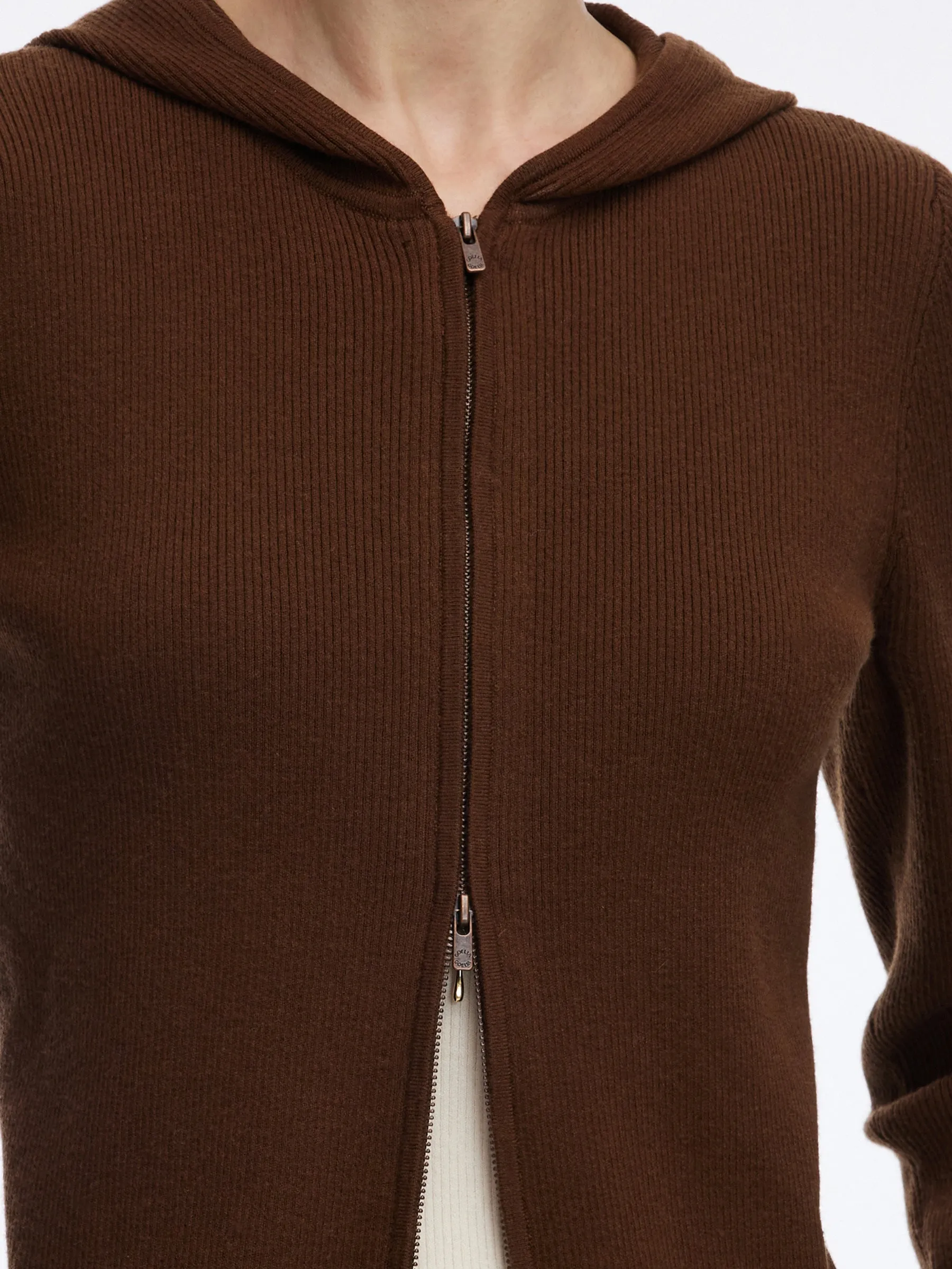 Tencel Wool Blend Faux Two-Piece Zip-Up Knit Top And Pants Two-Piece Set sold by Goelia product image thumbnail 3