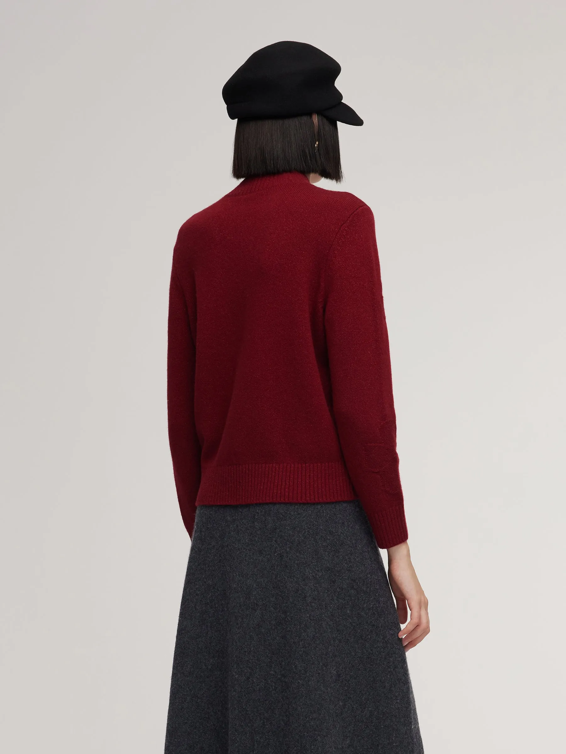 Wool Jacquard Mock Neck Women Sweater sold by Goelia product image thumbnail 5