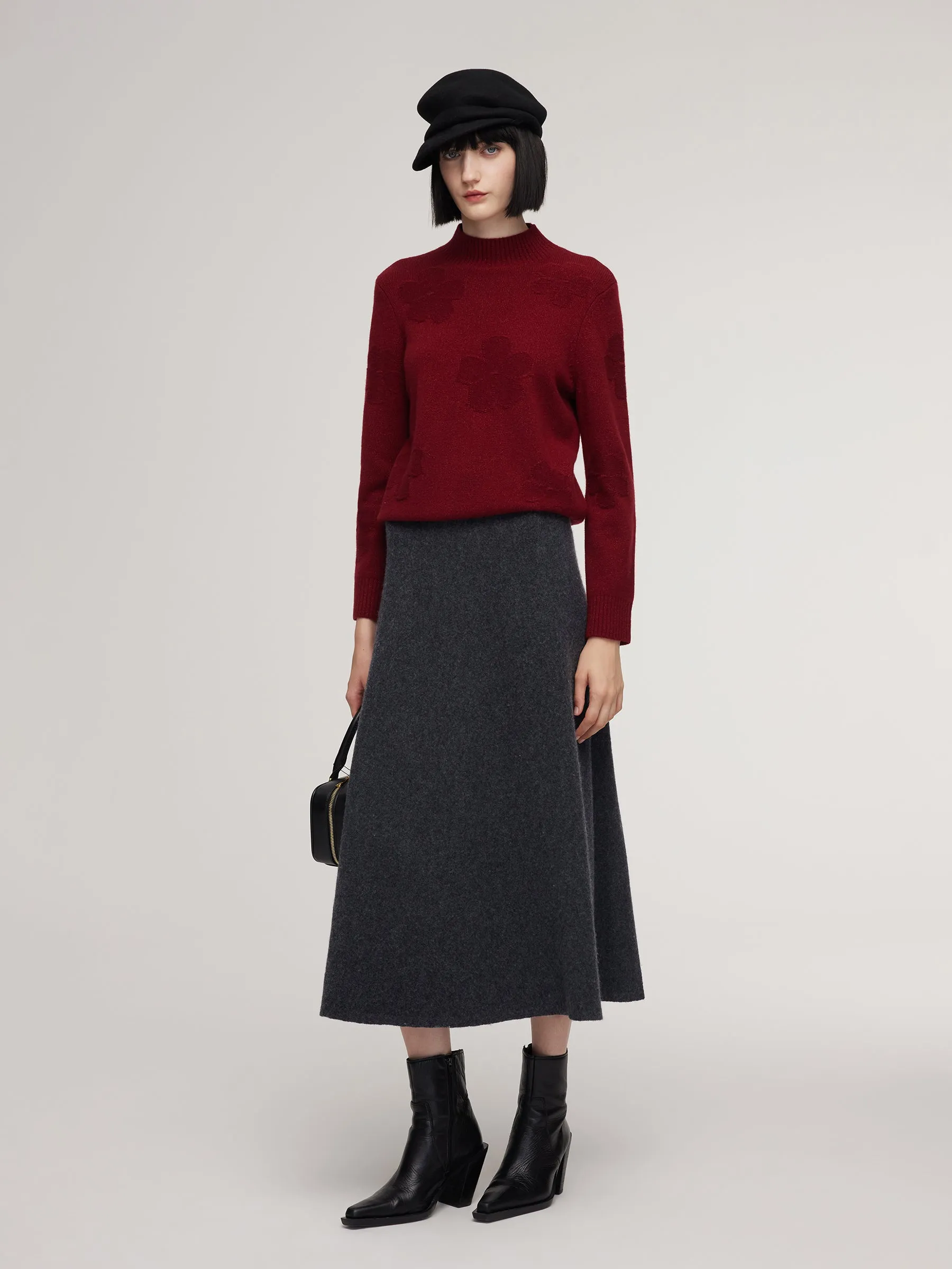 Wool Jacquard Mock Neck Women Sweater sold by Goelia product image thumbnail 3