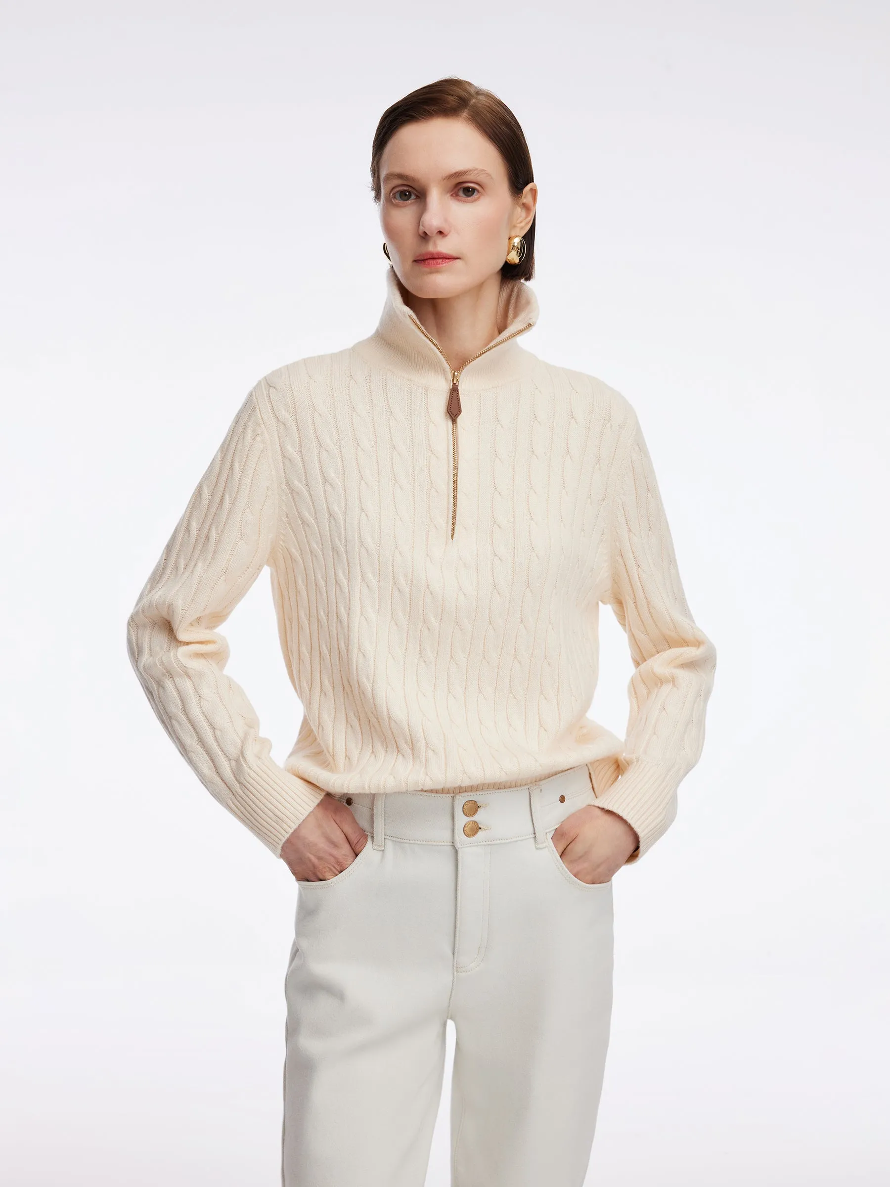 Wool Blend Half-Zip Women Sweater sold by Goelia product image thumbnail 2