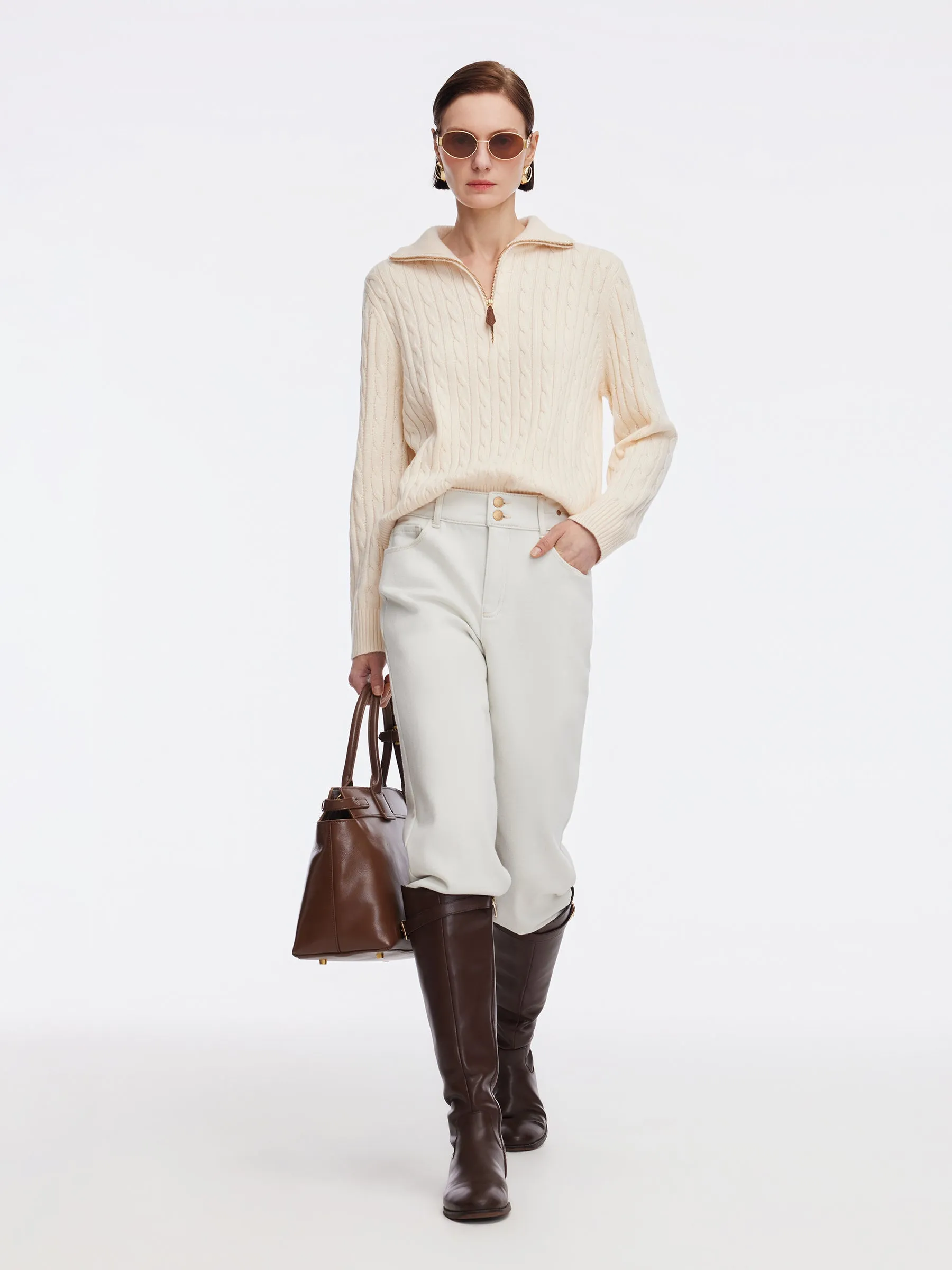 Wool Blend Half-Zip Women Sweater sold by Goelia product image thumbnail 3
