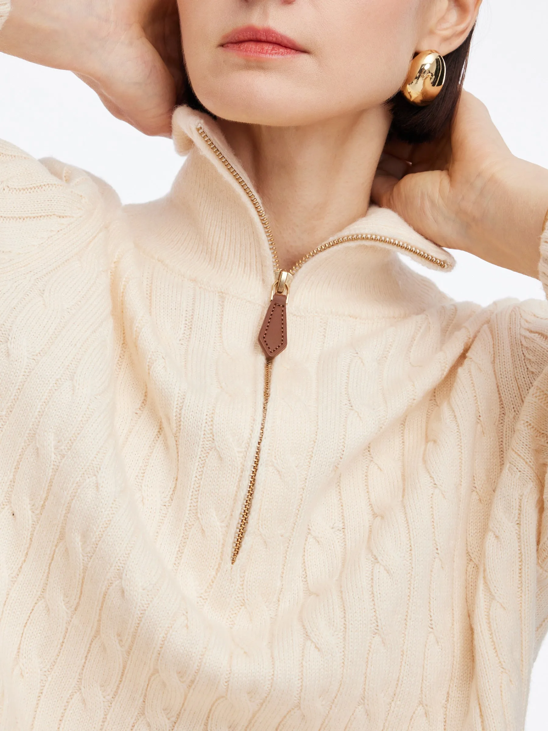 Wool Blend Half-Zip Women Sweater sold by Goelia product image thumbnail 5