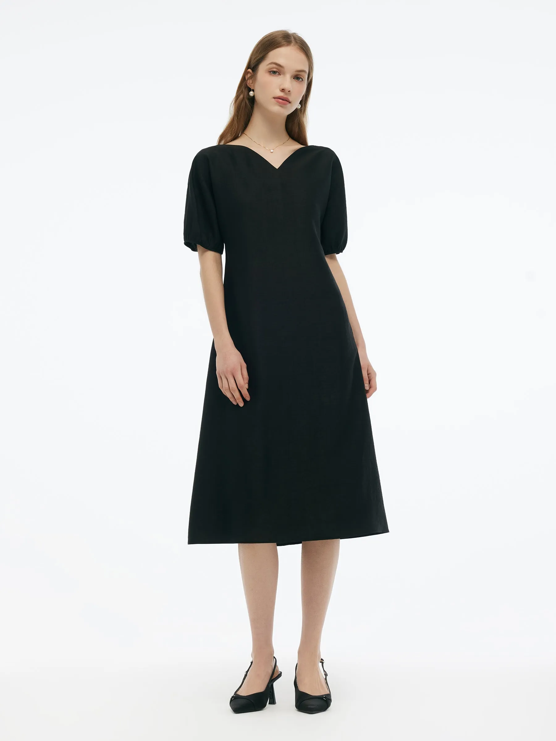 18MM Gambiered Canton Gauze Women Midi Dress sold by Goelia product image thumbnail 3