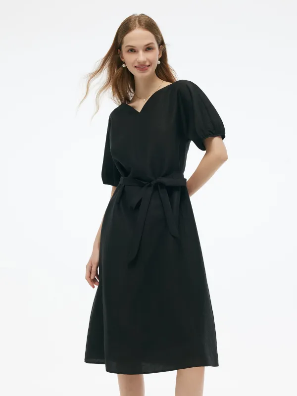 18MM Gambiered Canton Gauze Women Midi Dress sold by Goelia