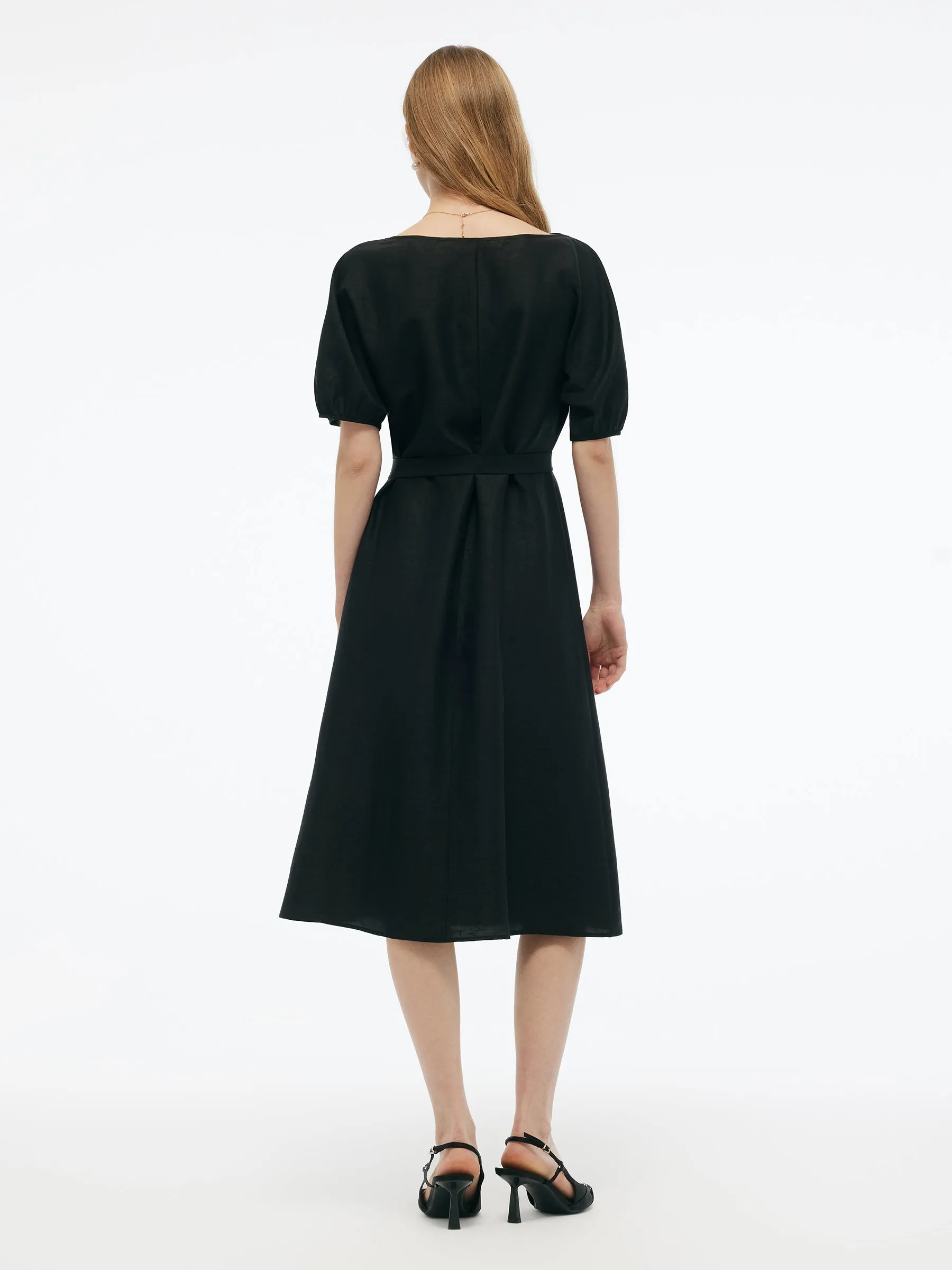 18MM Gambiered Canton Gauze Women Midi Dress sold by Goelia product image thumbnail 4