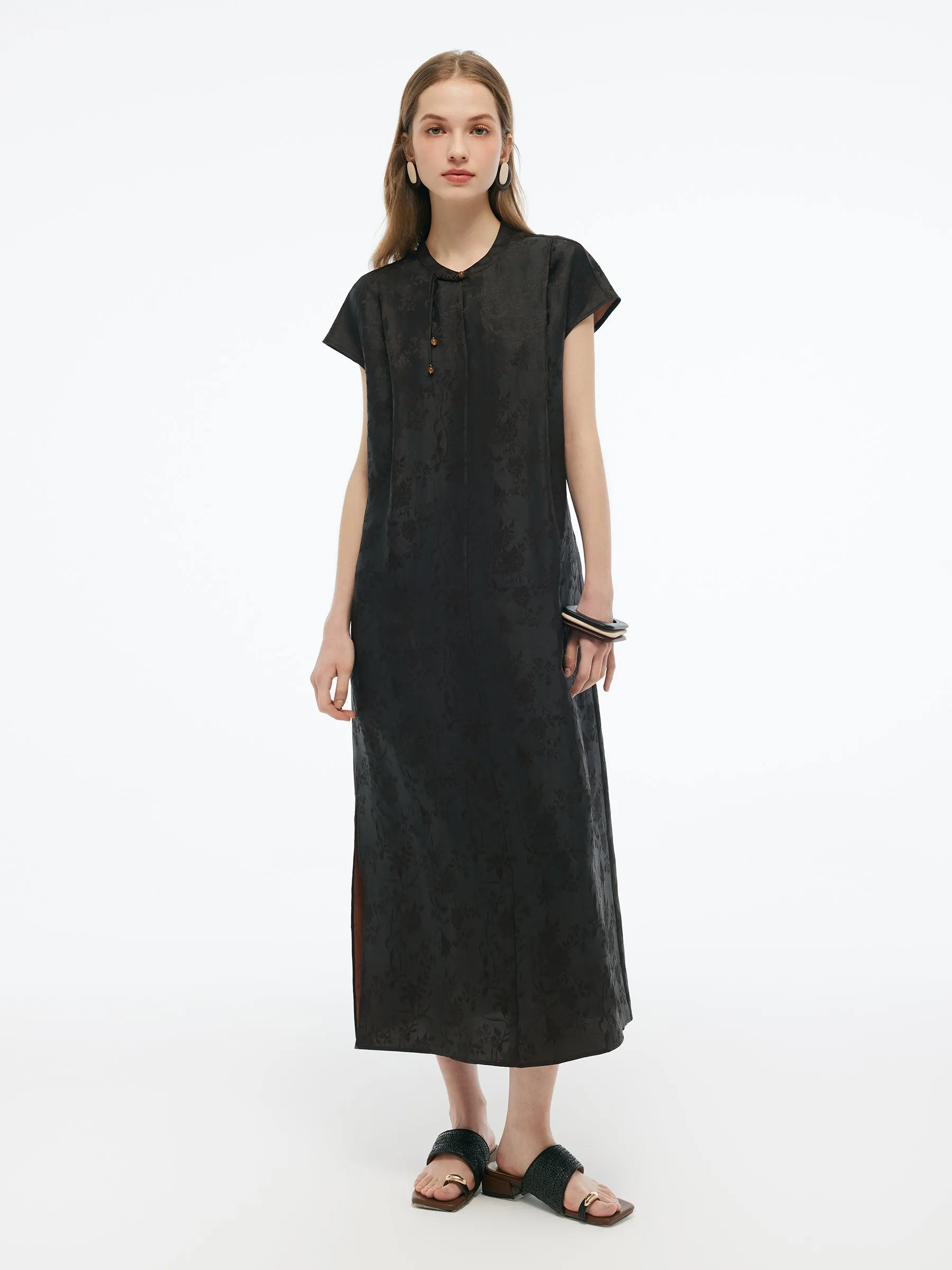 19MM Gambiered Canton Gauze Women Qipao Maxi Dress sold by Goelia product image thumbnail 5