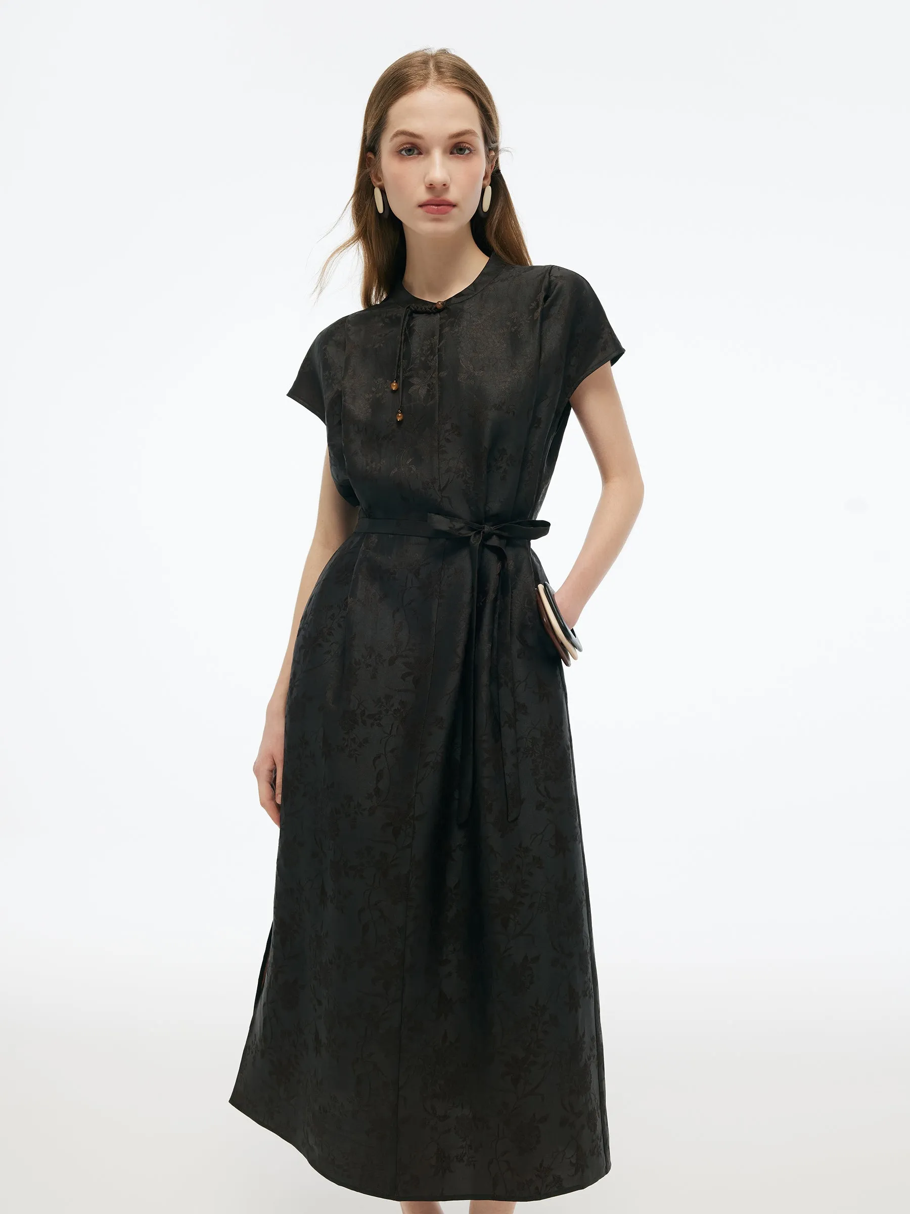 19MM Gambiered Canton Gauze Women Qipao Maxi Dress sold by Goelia