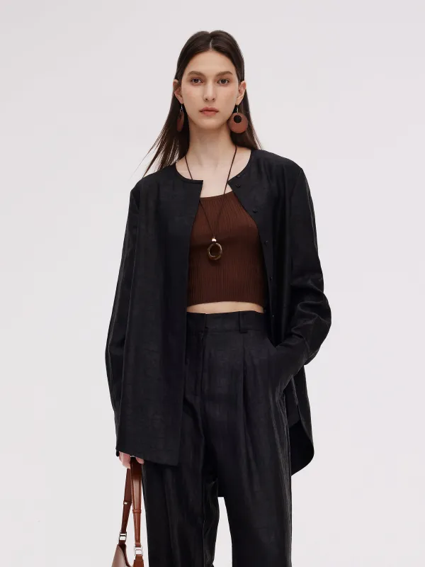 18MM Gambiered Canton Gauze Round Neck Women Shirt sold by Goelia