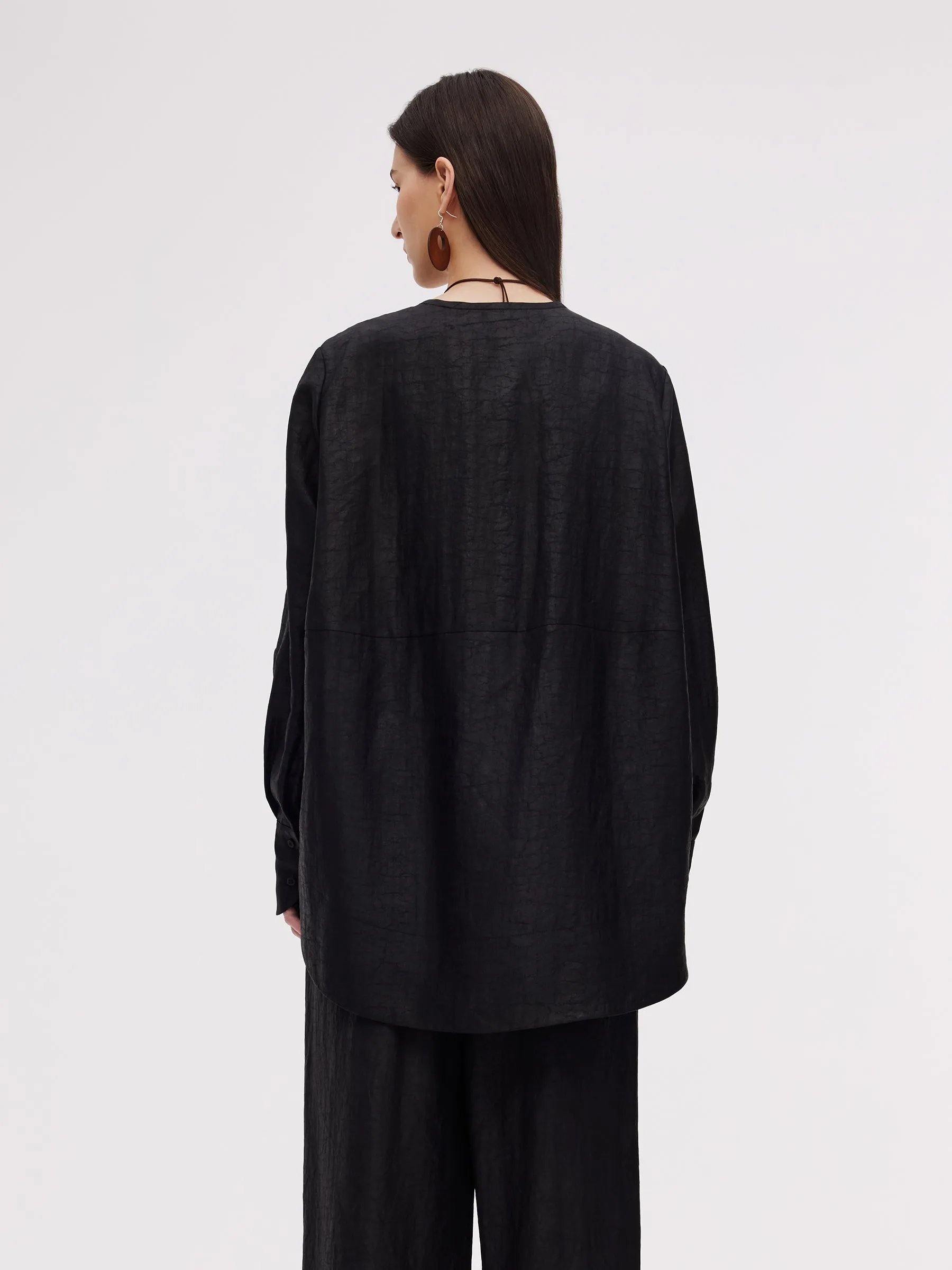 18MM Gambiered Canton Gauze Round Neck Women Shirt sold by Goelia product image thumbnail 4