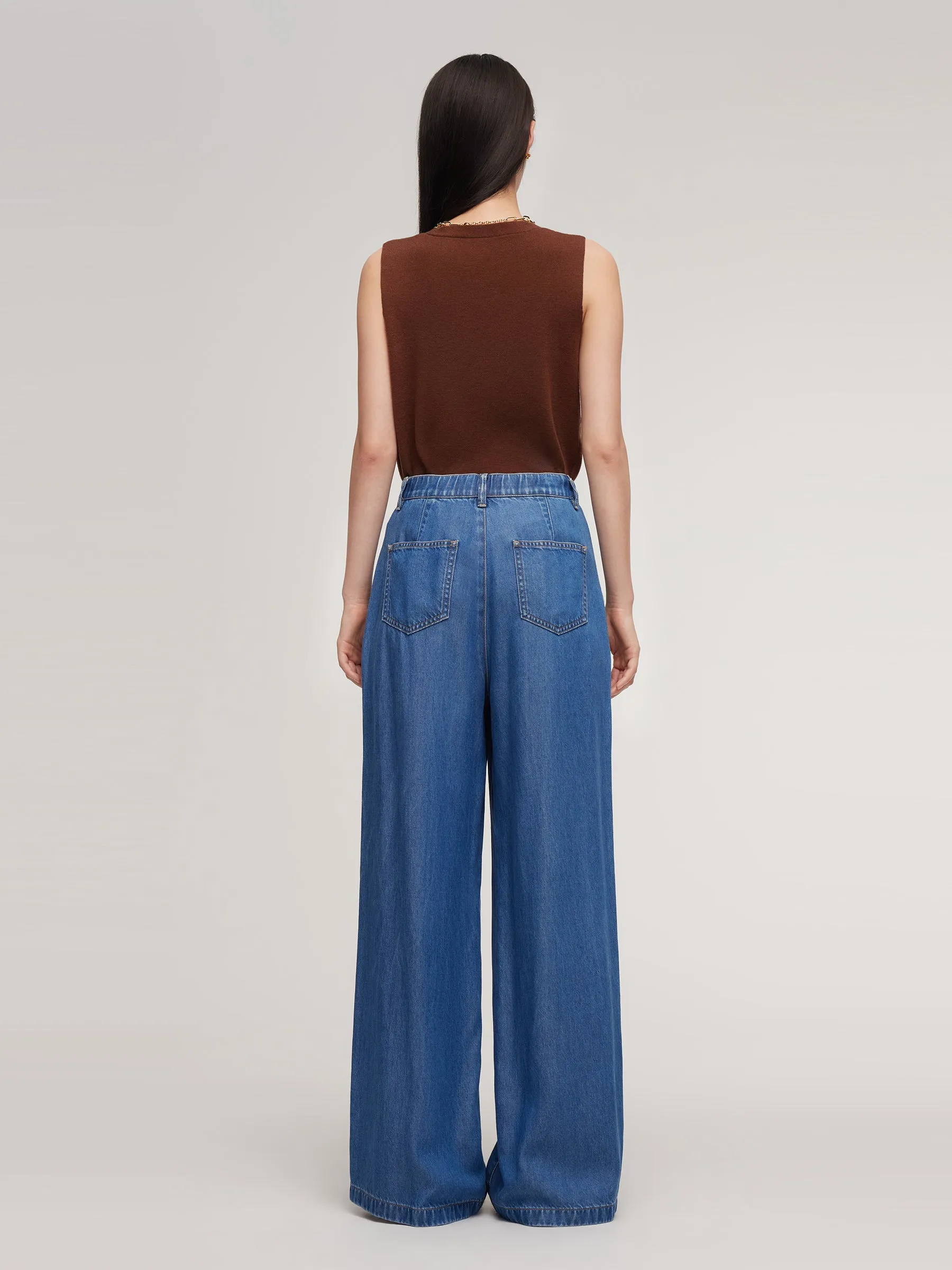 100% Tencel Denim Elastic Waist Women Full Length Jeans sold by Goelia product image thumbnail 3