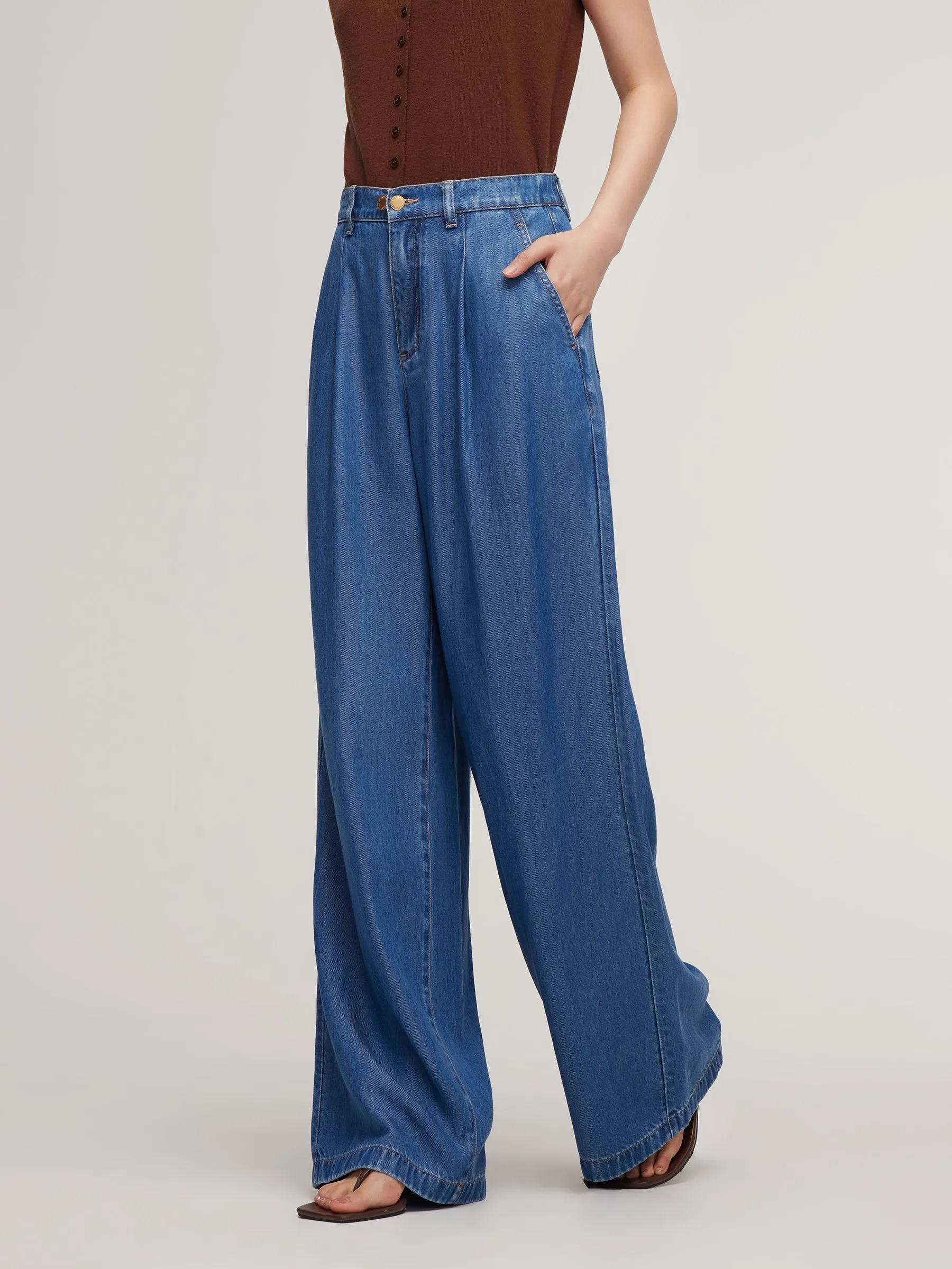 100% Tencel Denim Elastic Waist Women Full Length Jeans sold by Goelia product image thumbnail 4