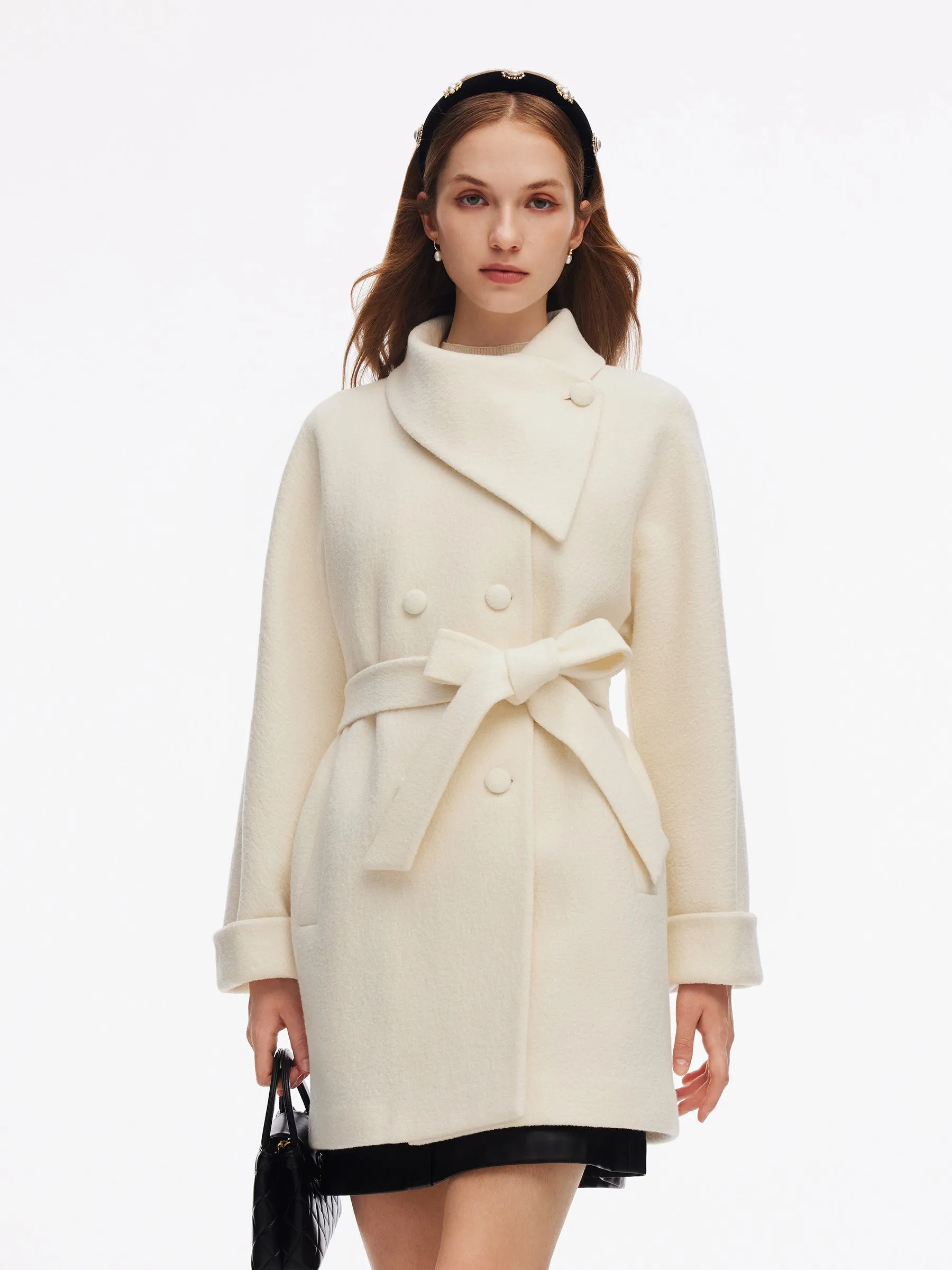 100% Wool Self-Tie Belt Women Coat sold by Goelia