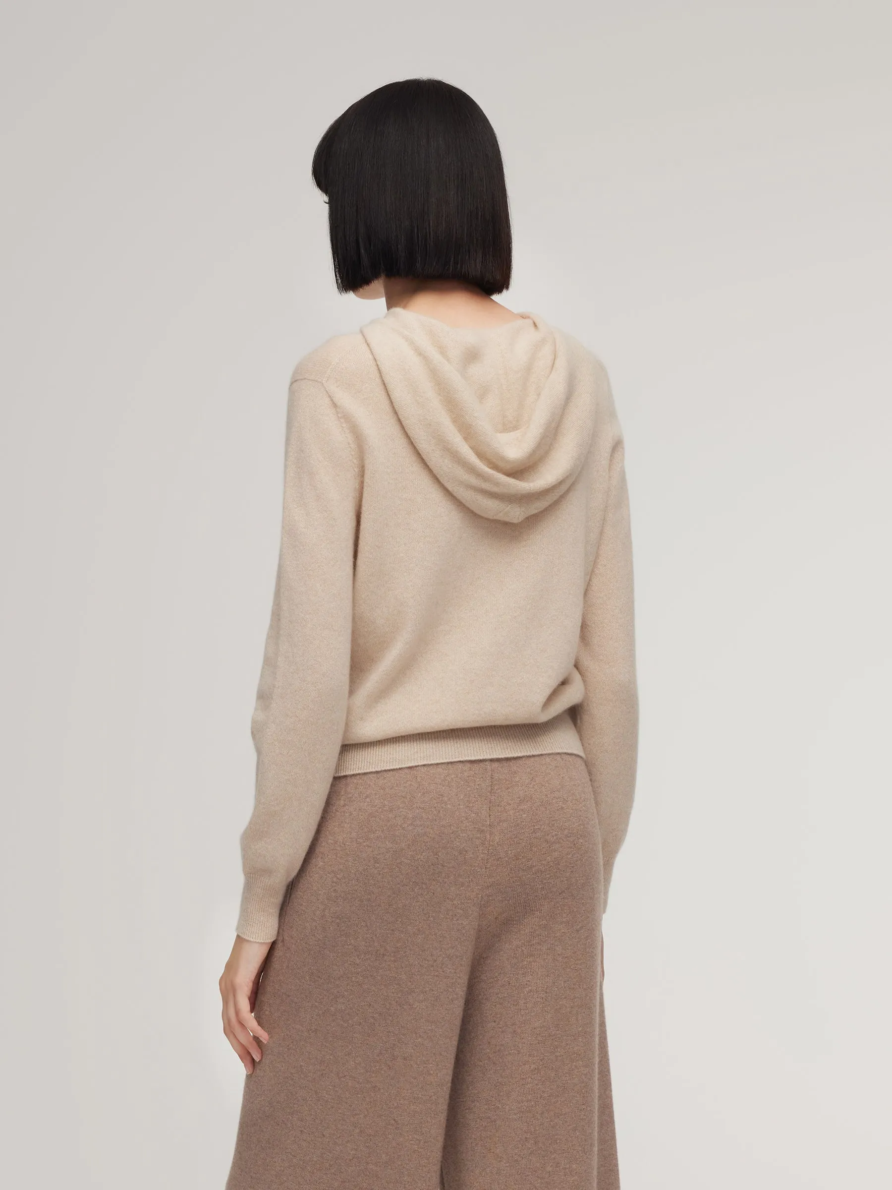 100% Cashmere Half-Zip Women Hooded Sweater sold by Goelia product image thumbnail 4