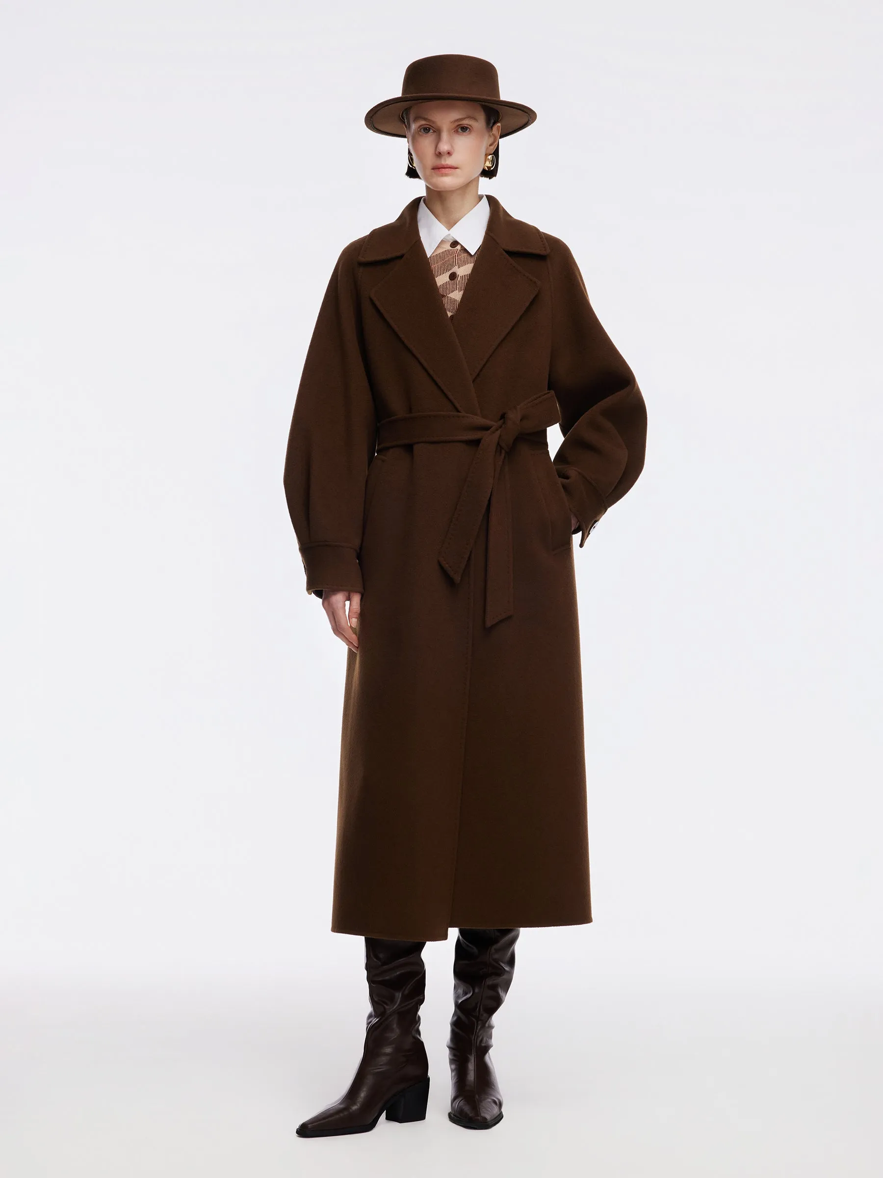 Pre-Order Cashmere Wool Double-Faced Women Wrap Overcoat sold by Goelia