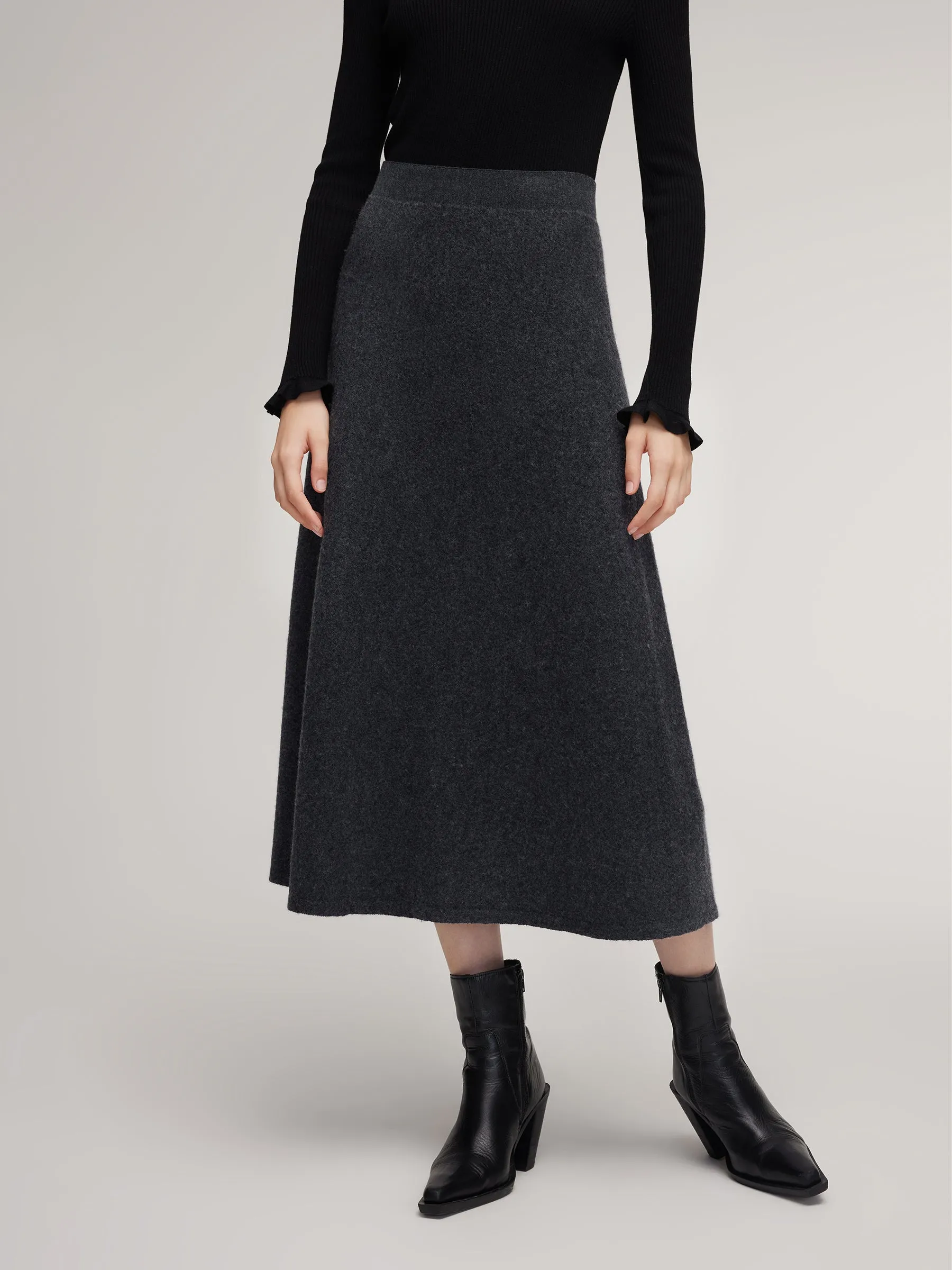 100% Wool A-Line Women Flared Skirt sold by Goelia product image thumbnail 2