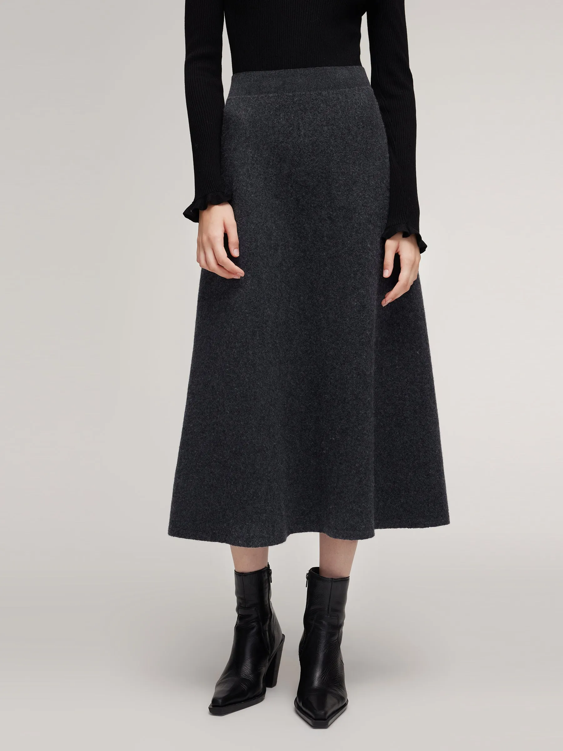 100% Wool A-Line Women Flared Skirt sold by Goelia