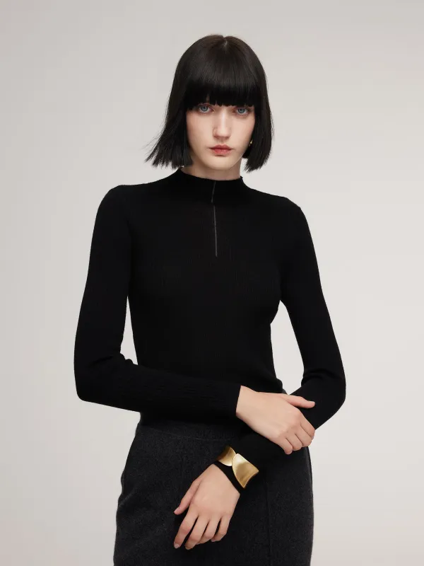 [Preview] 100% Washable Wool Mock Neck Women Knit Top sold by Goelia