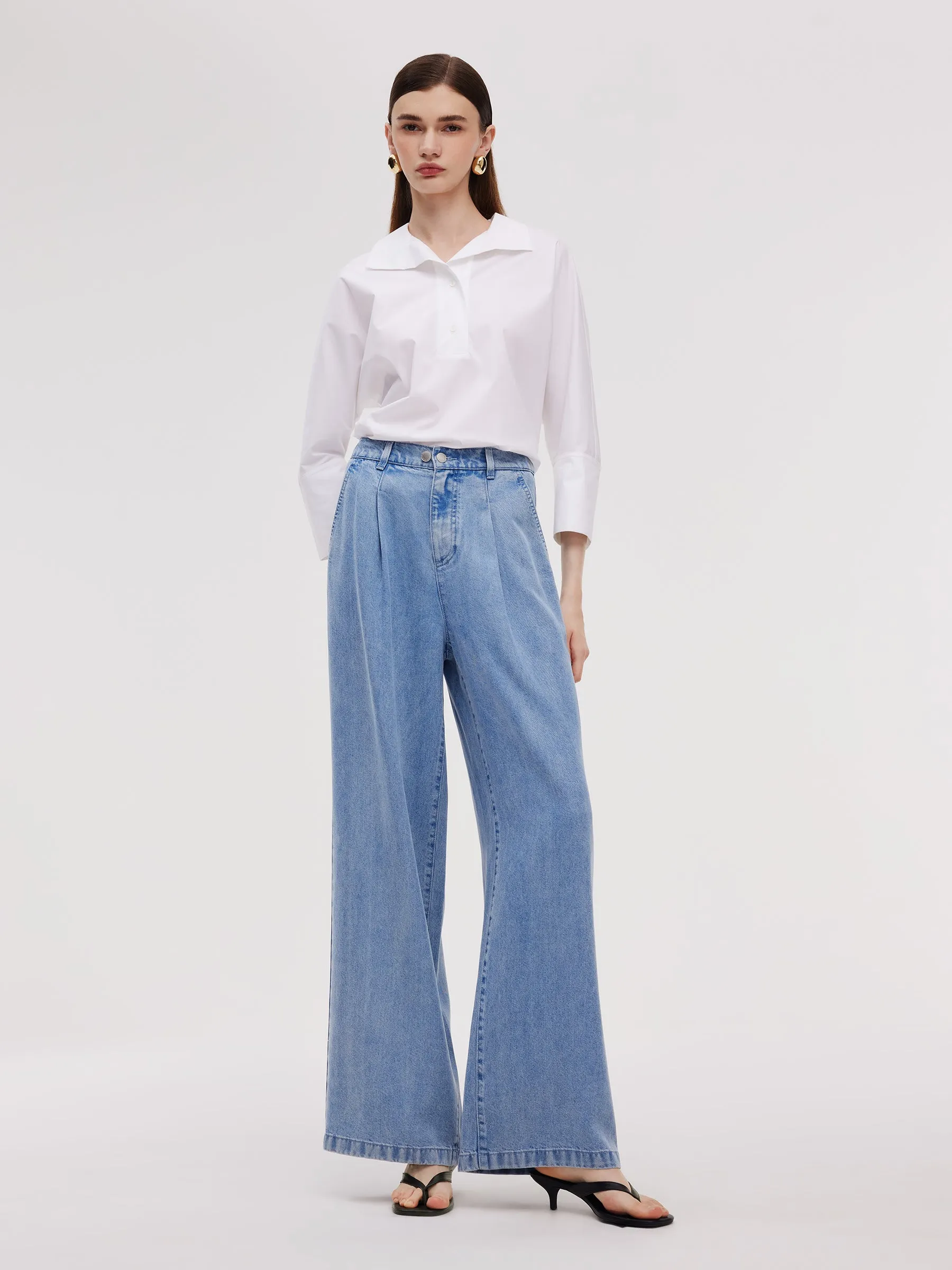 100% Lyocell Denim Straight Wide Leg Women Jeans sold by Goelia product image thumbnail 2