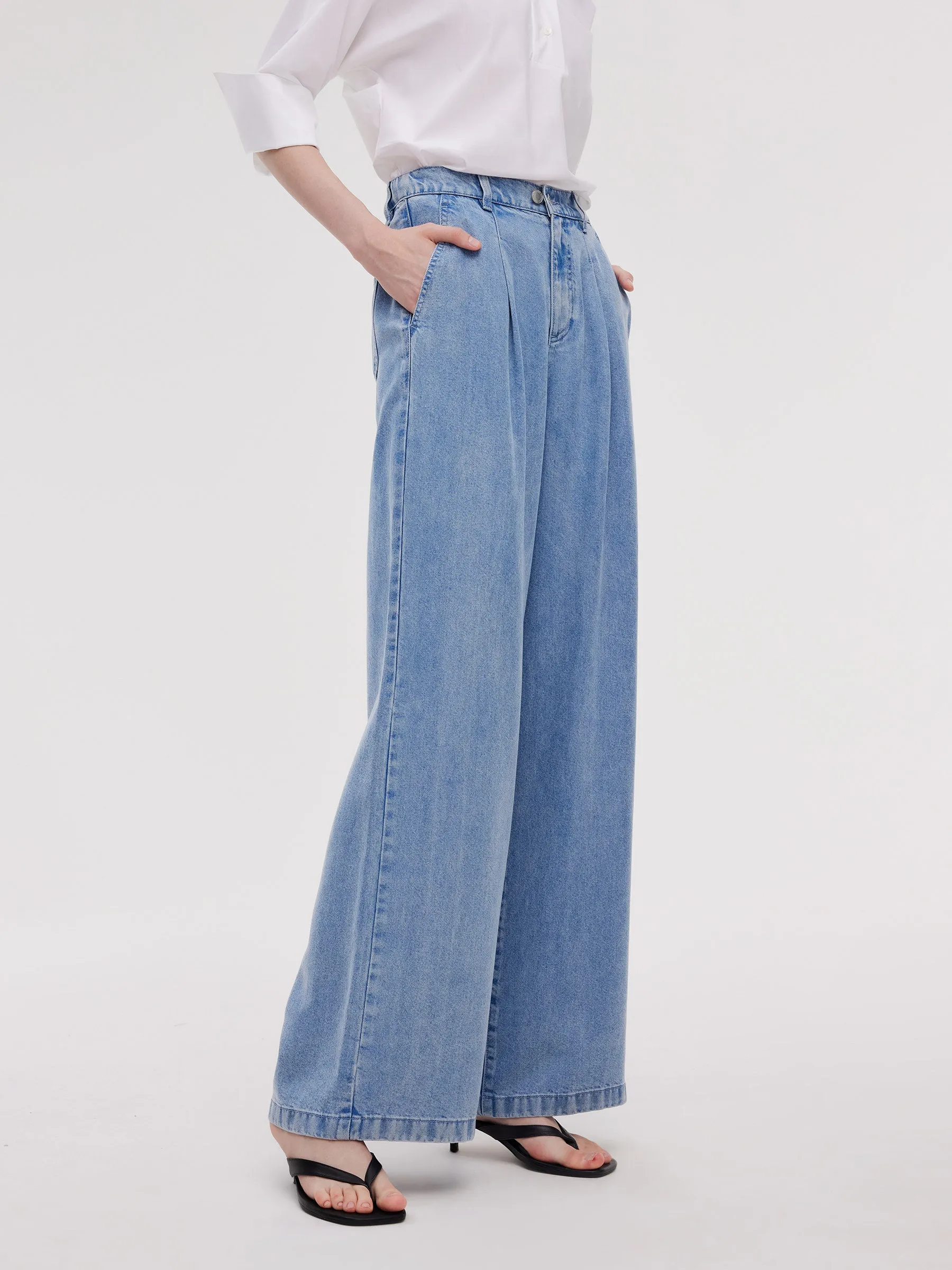 100% Lyocell Denim Straight Wide Leg Women Jeans sold by Goelia product image thumbnail 5