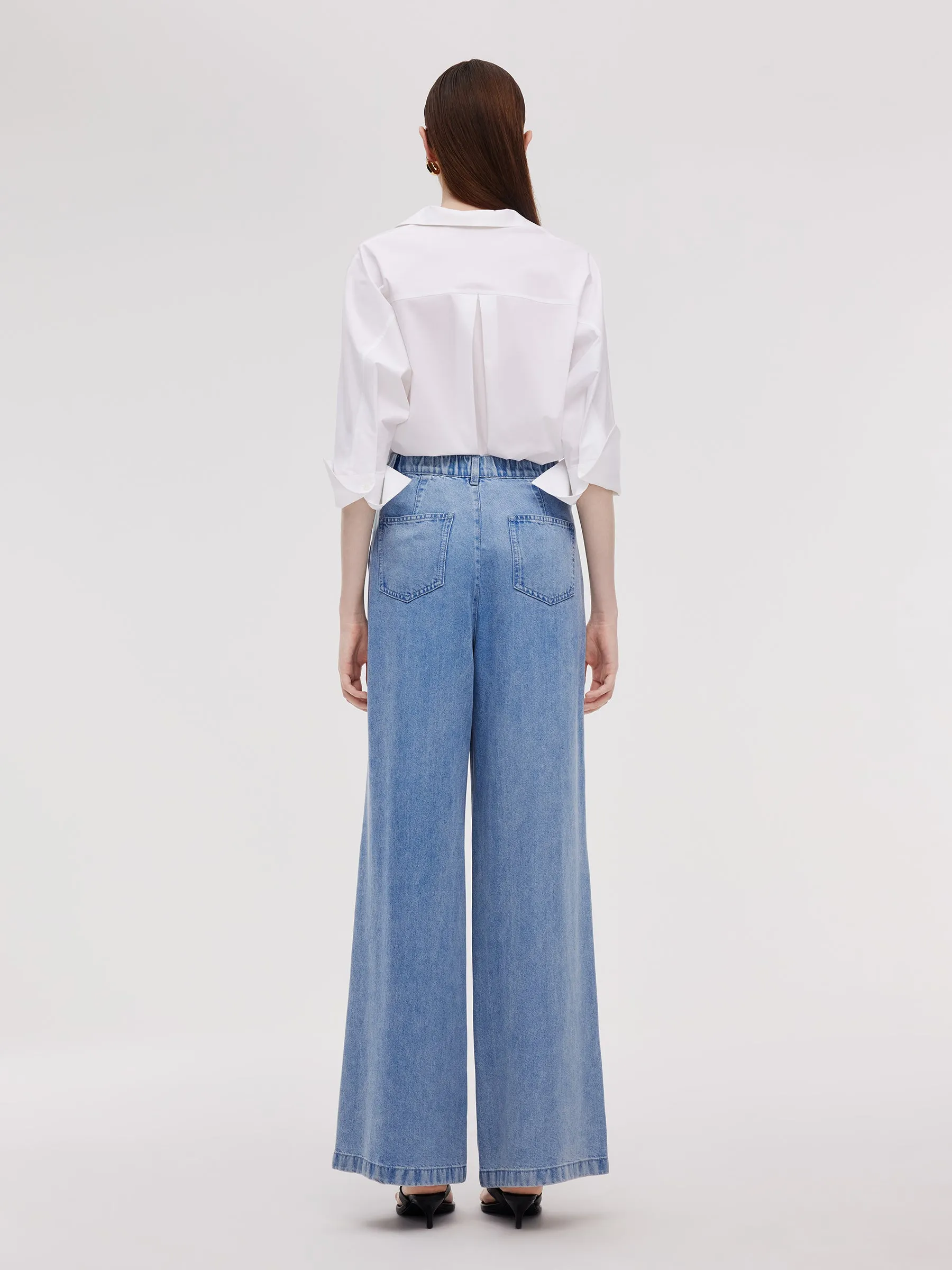 100% Lyocell Denim Straight Wide Leg Women Jeans sold by Goelia product image thumbnail 3