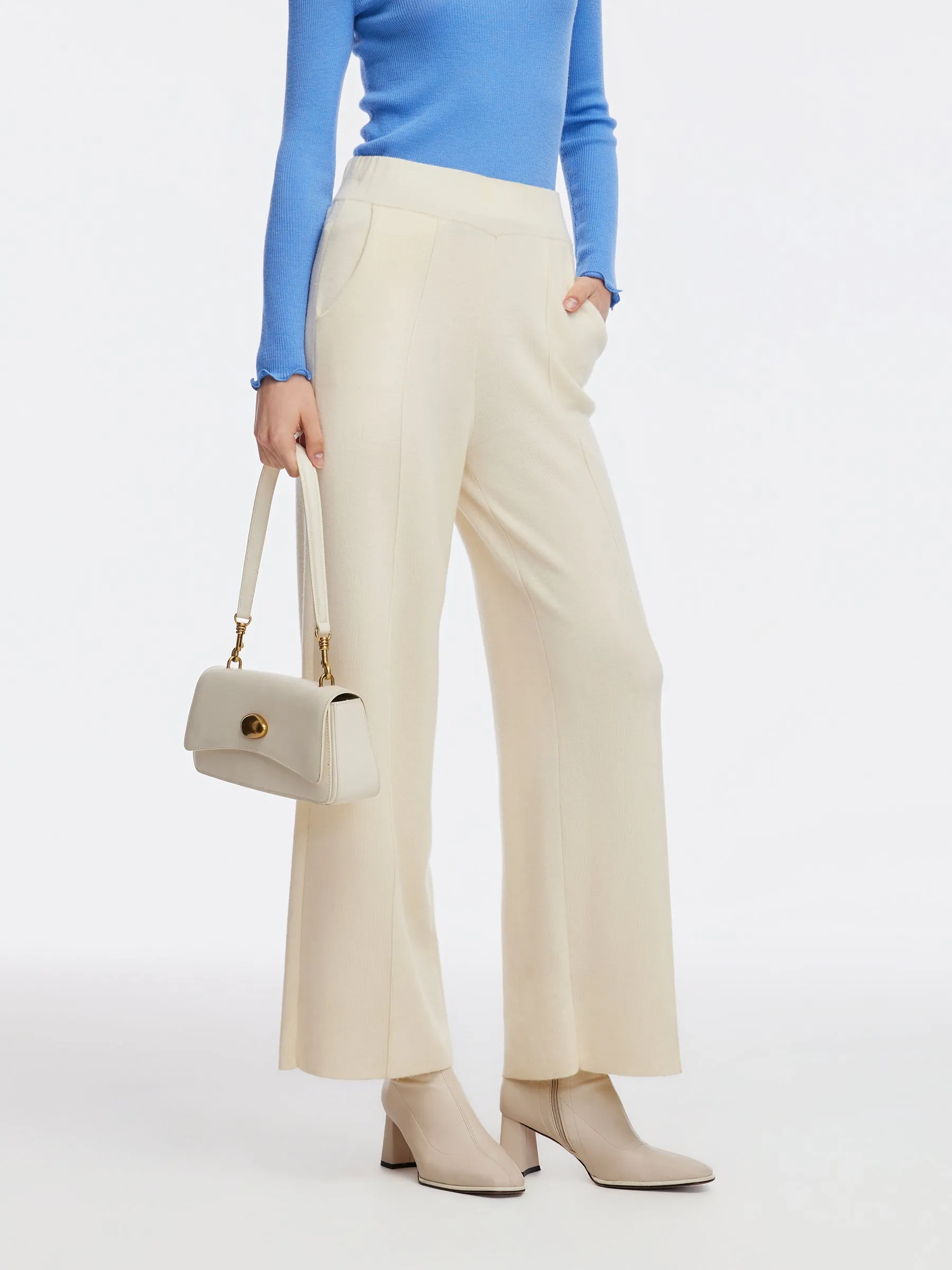 Tencel Wool Blend Straight Wide Leg Women Pants sold by Goelia