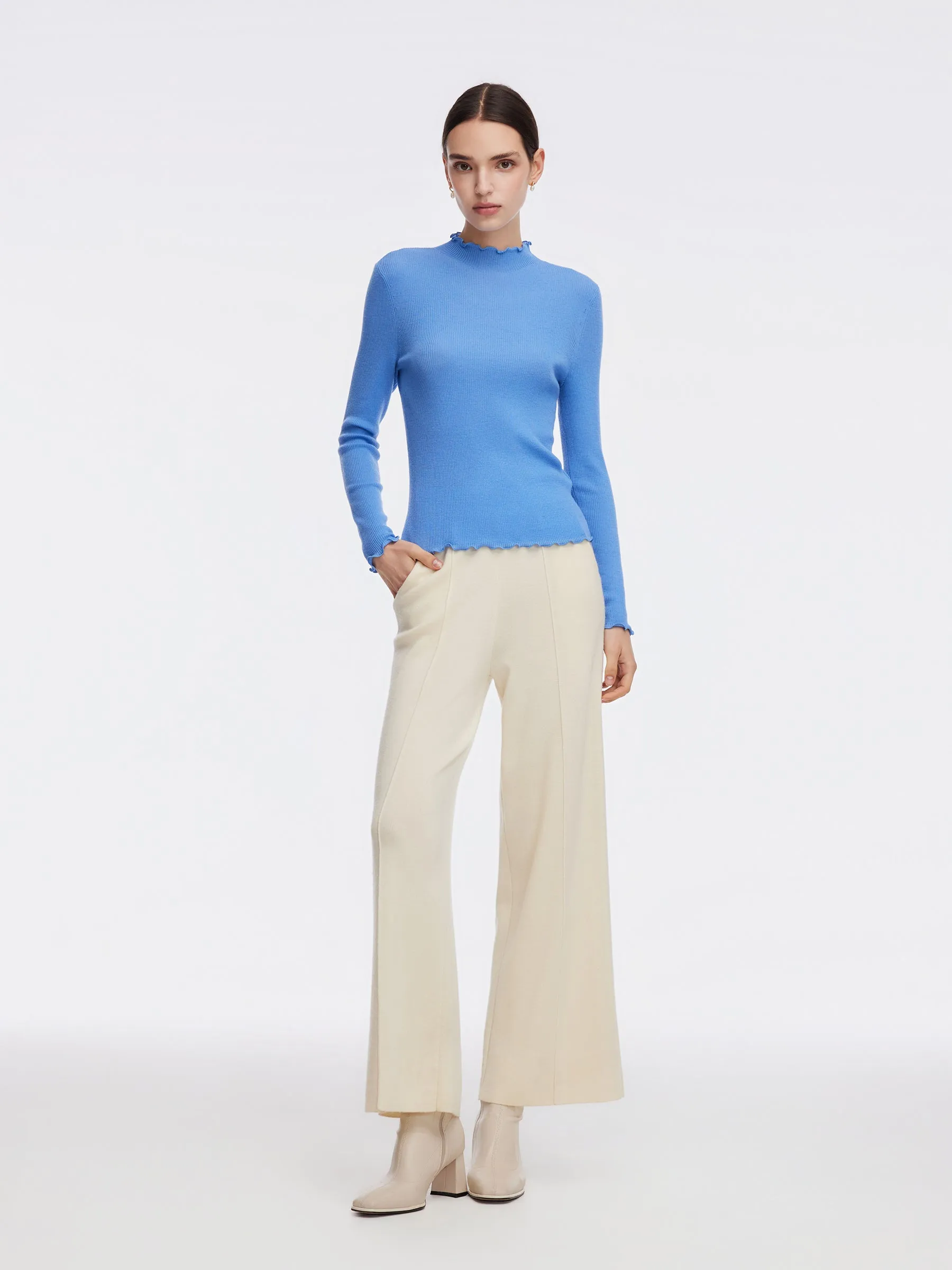 Tencel Wool Blend Straight Wide Leg Women Pants sold by Goelia product image thumbnail 2