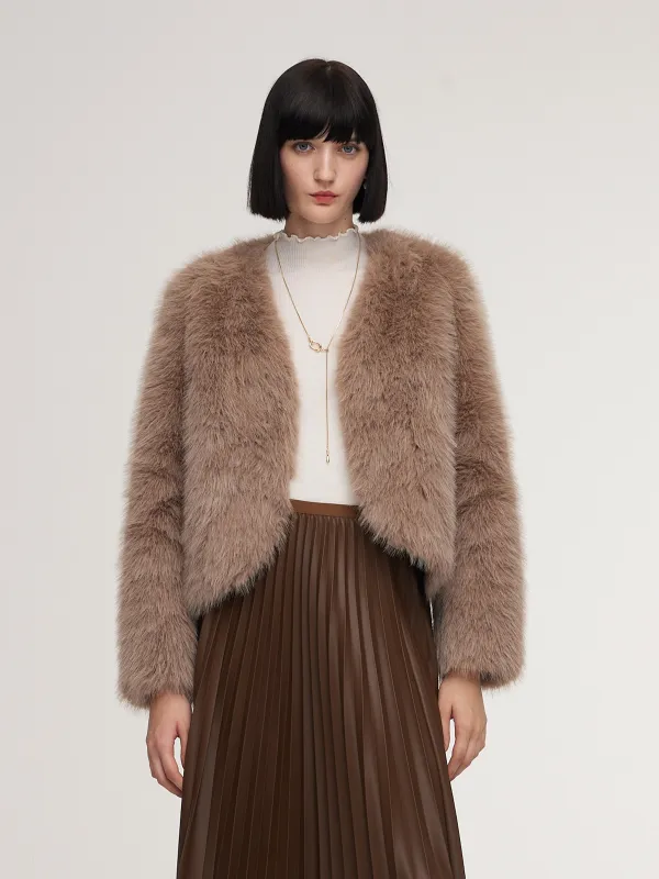 Eco-friendly Fur V-Neck Women Coat sold by Goelia