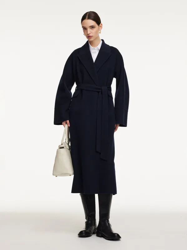 [Preview] 100% Wool Unisex Self-Tie Belt Overcoat sold by Goelia