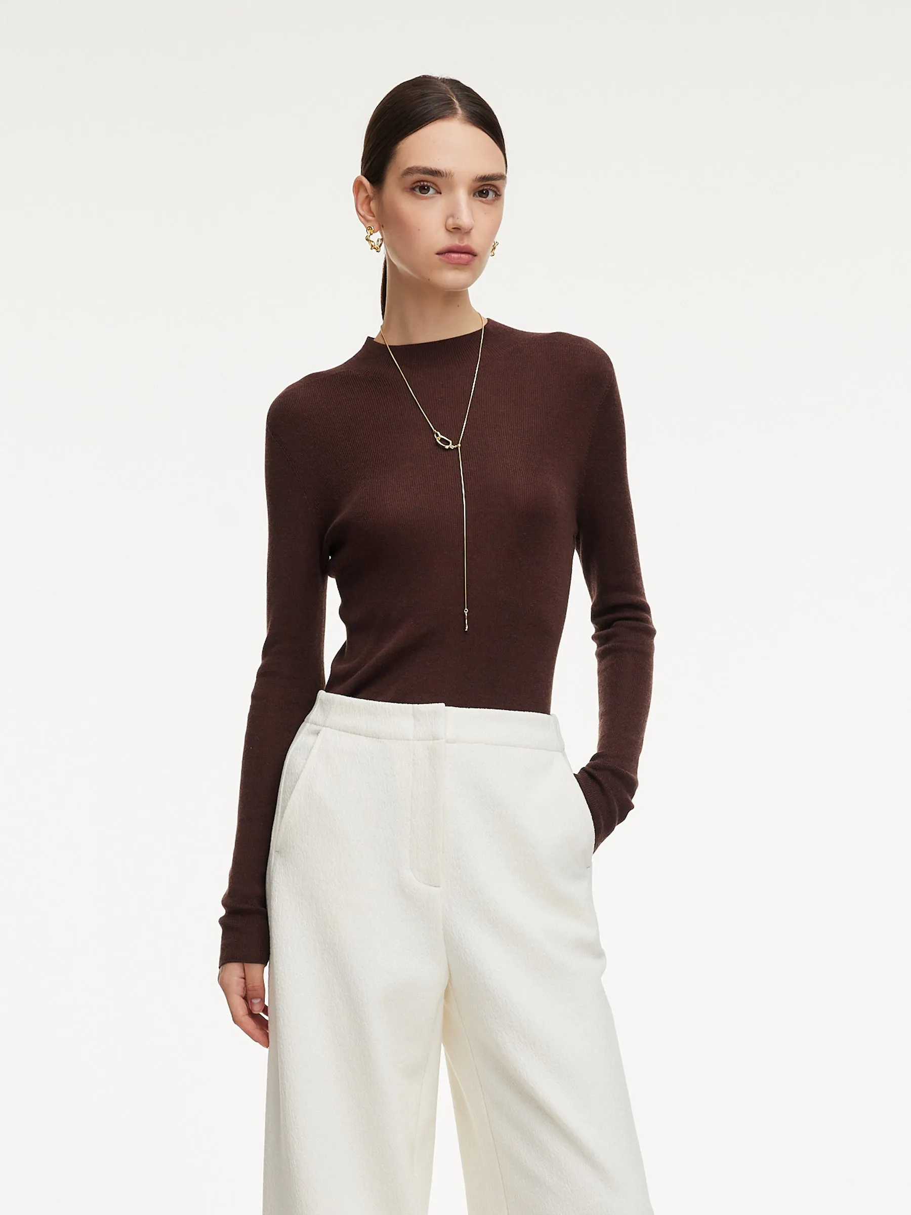 Cashmere Mulberry Silk Tencel Blend Women Knit Top sold by Goelia product image thumbnail 2