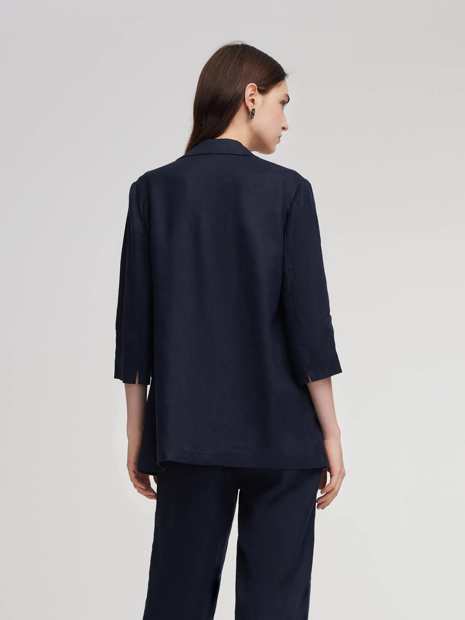 100% Linen 3/4 Sleeve Women Blazer sold by Goelia product image thumbnail 3