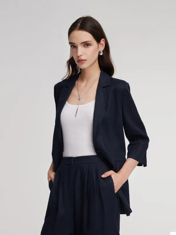 100% Linen 3/4 Sleeve Women Blazer sold by Goelia
