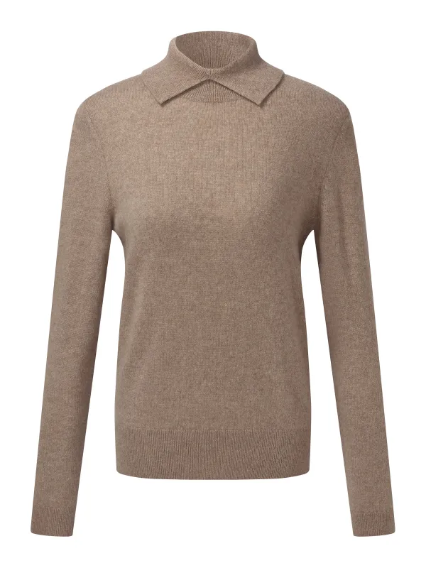 100% Cashmere Folded Collar Women Sweater sold by Goelia