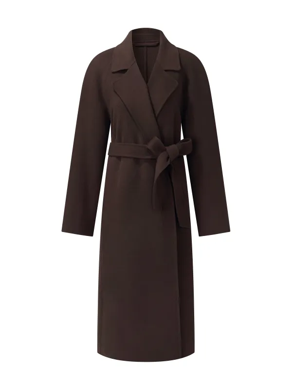 [Preview] Cashmere Wool Blend Double-Faced Unisex Belted Overcoat sold by Goelia
