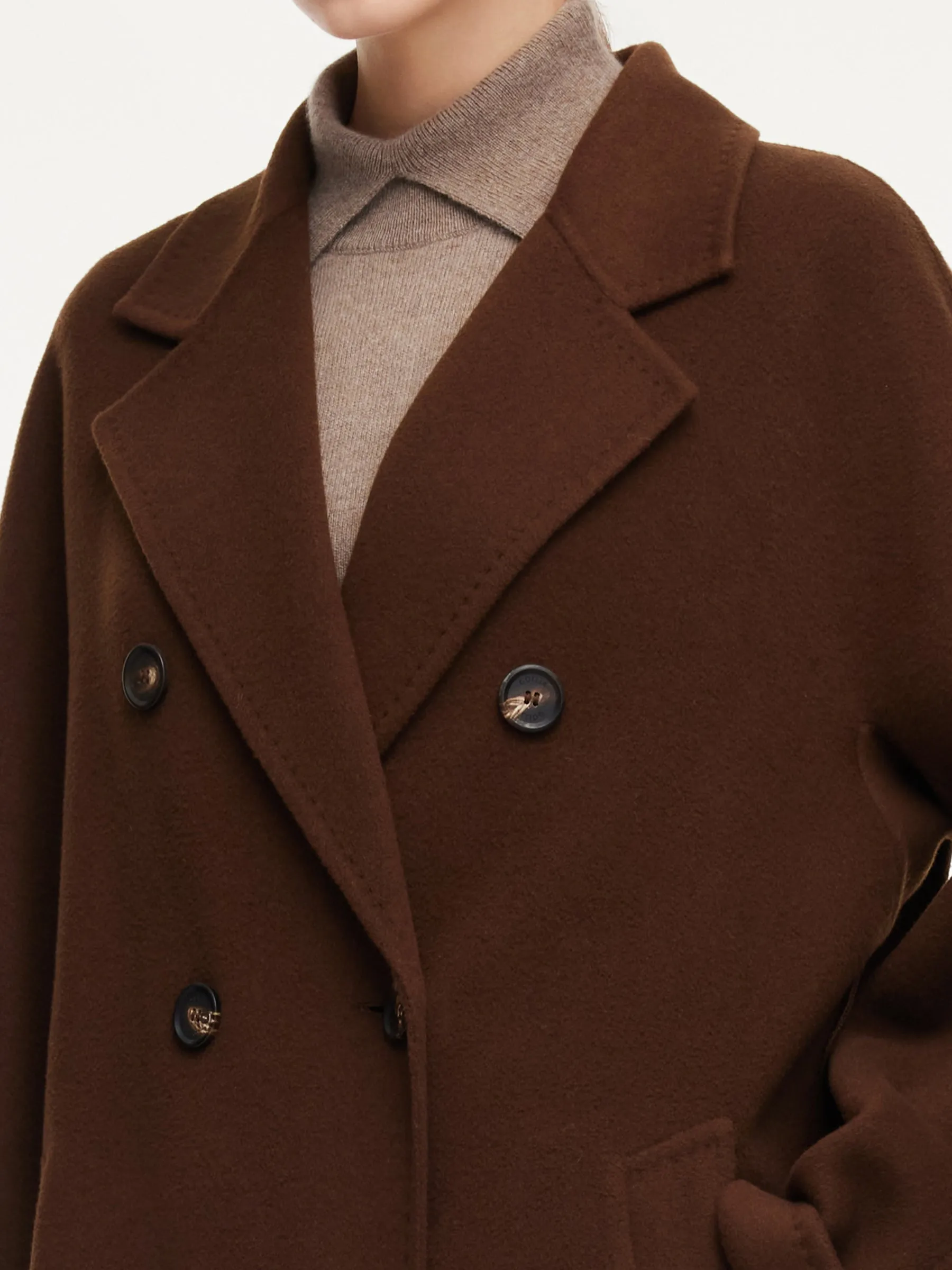 Cashmere Wool Blend Unisex Wrap Overcoat With Beret sold by Goelia product image thumbnail 5