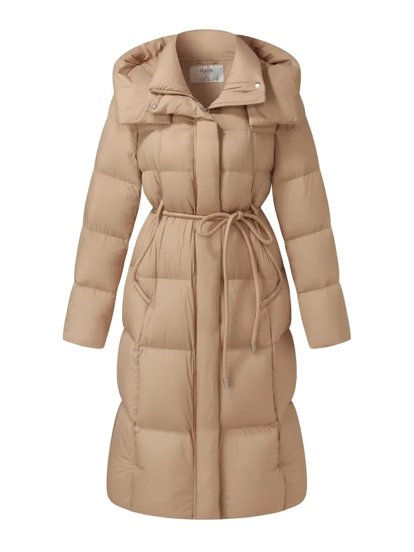 [Preview] Hooded Goose Down Coat With Tie String Belt sold by Goelia