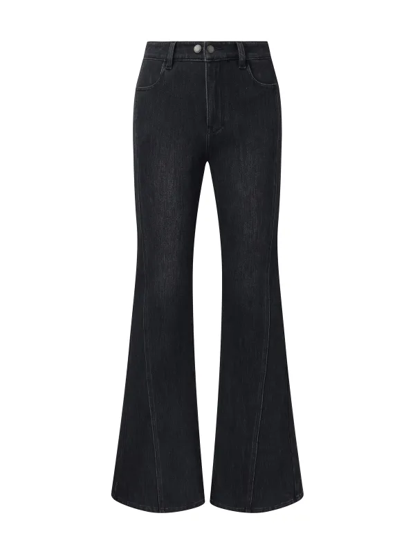 Brushed Denim Women Flared Jeans sold by Goelia