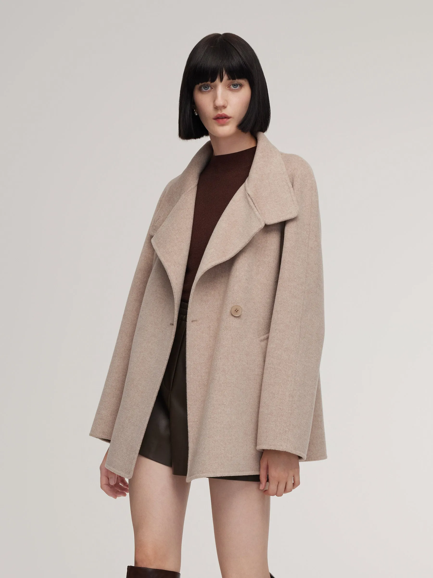 Cashmere Wool Blend Funnel Neck Women Coat sold by Goelia product image thumbnail 3
