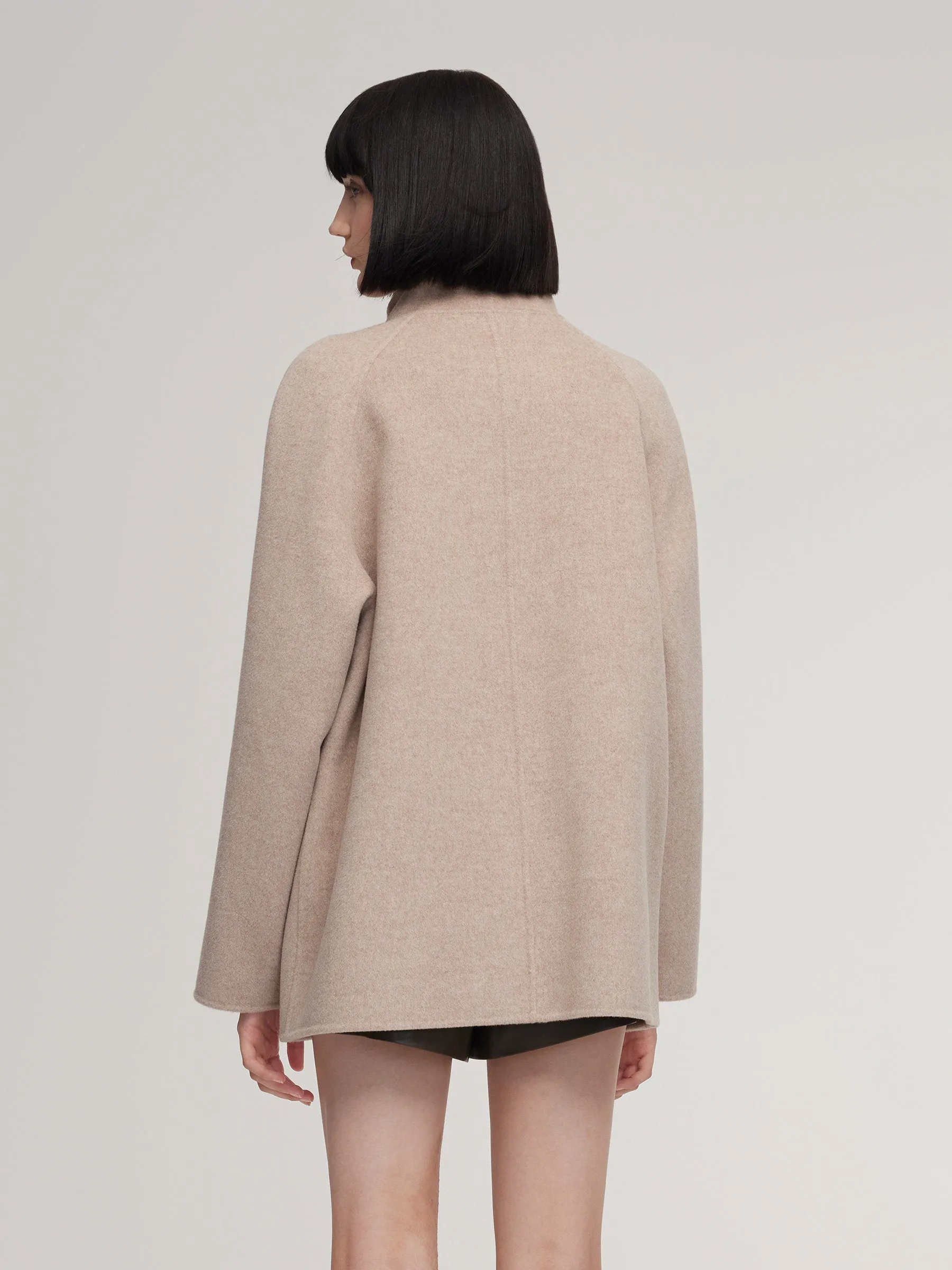Cashmere Wool Blend Funnel Neck Women Coat sold by Goelia product image thumbnail 4
