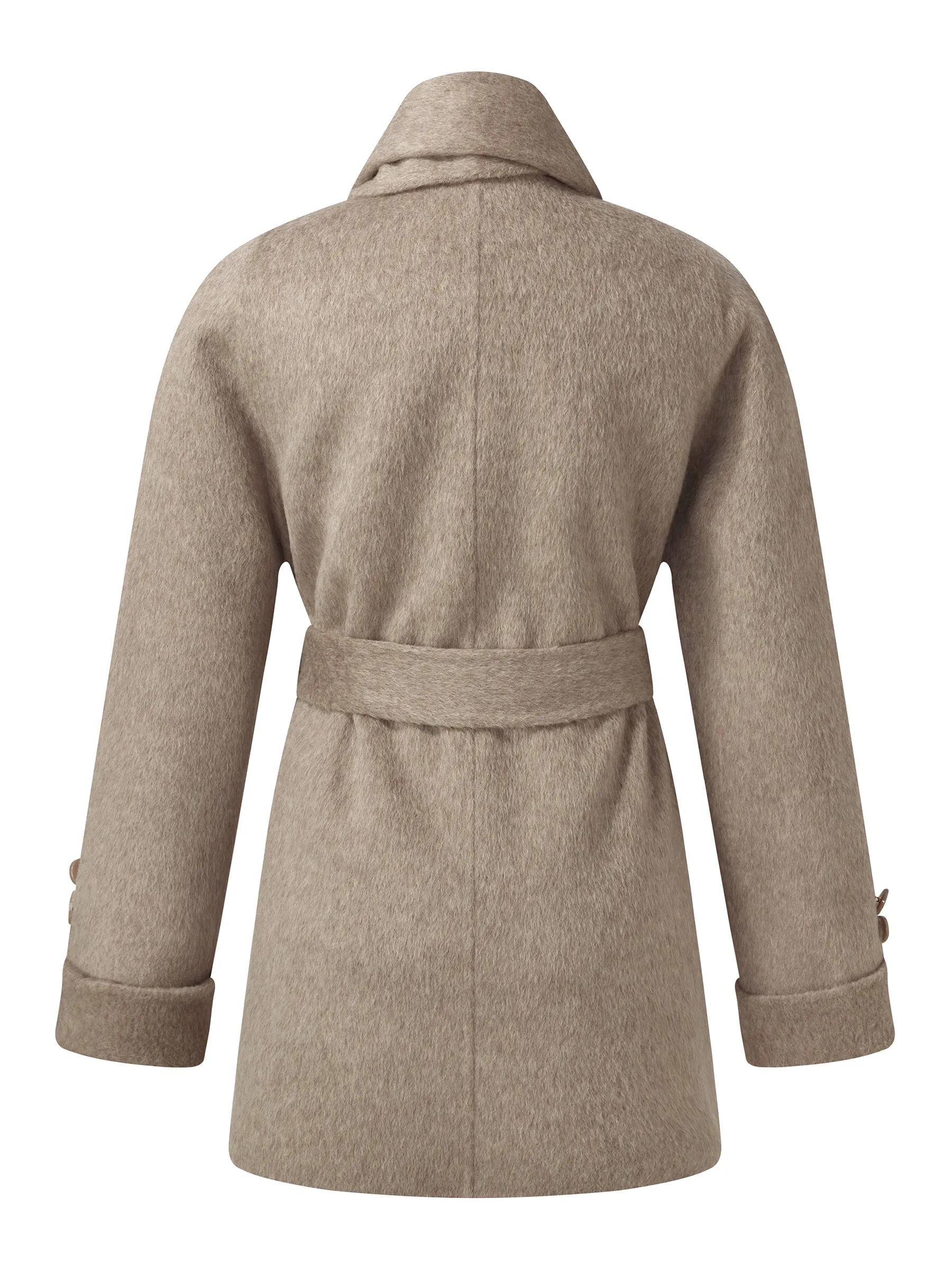 Alpaca Wool Blend Double-Faced Women Wrap Coat With Scarf sold by Goelia product image thumbnail 4