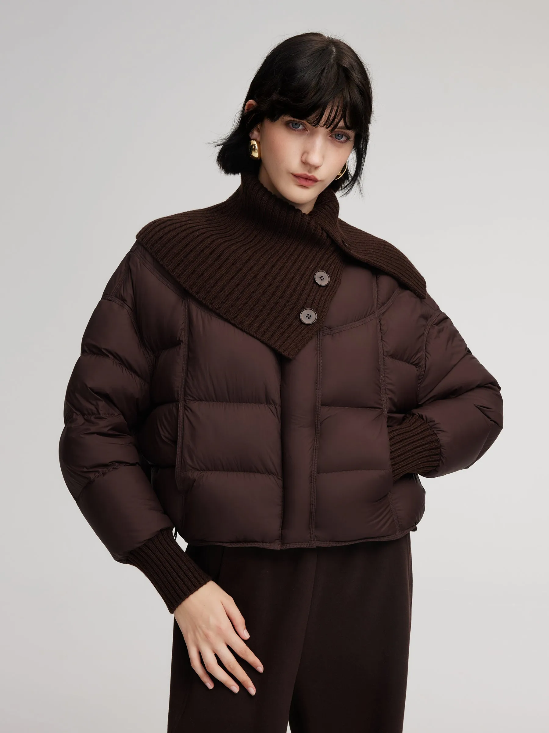 Cocoon Knitted Convertible Collar Goose Down Jacket sold by Goelia product image thumbnail 2