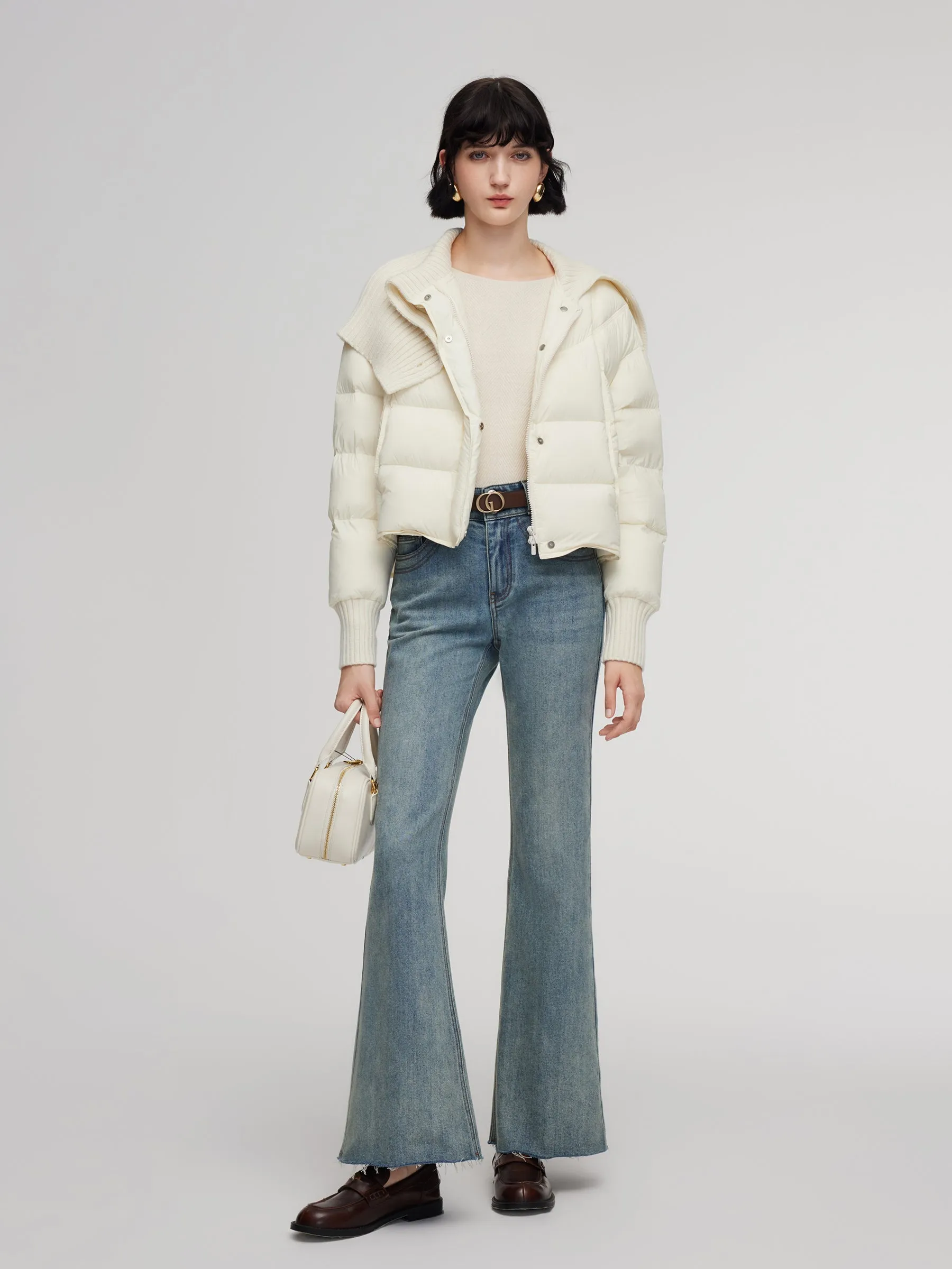 Cocoon Knitted Convertible Collar Goose Down Jacket sold by Goelia product image thumbnail 3