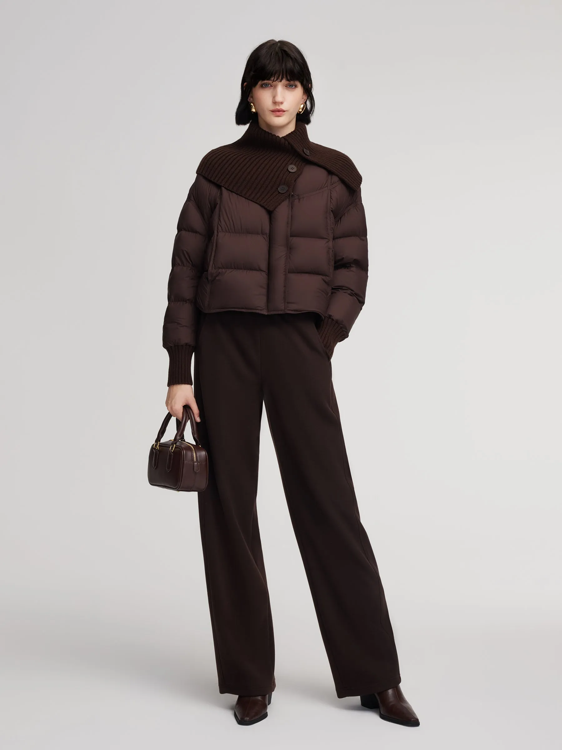 Cocoon Knitted Convertible Collar Goose Down Jacket sold by Goelia product image thumbnail 4