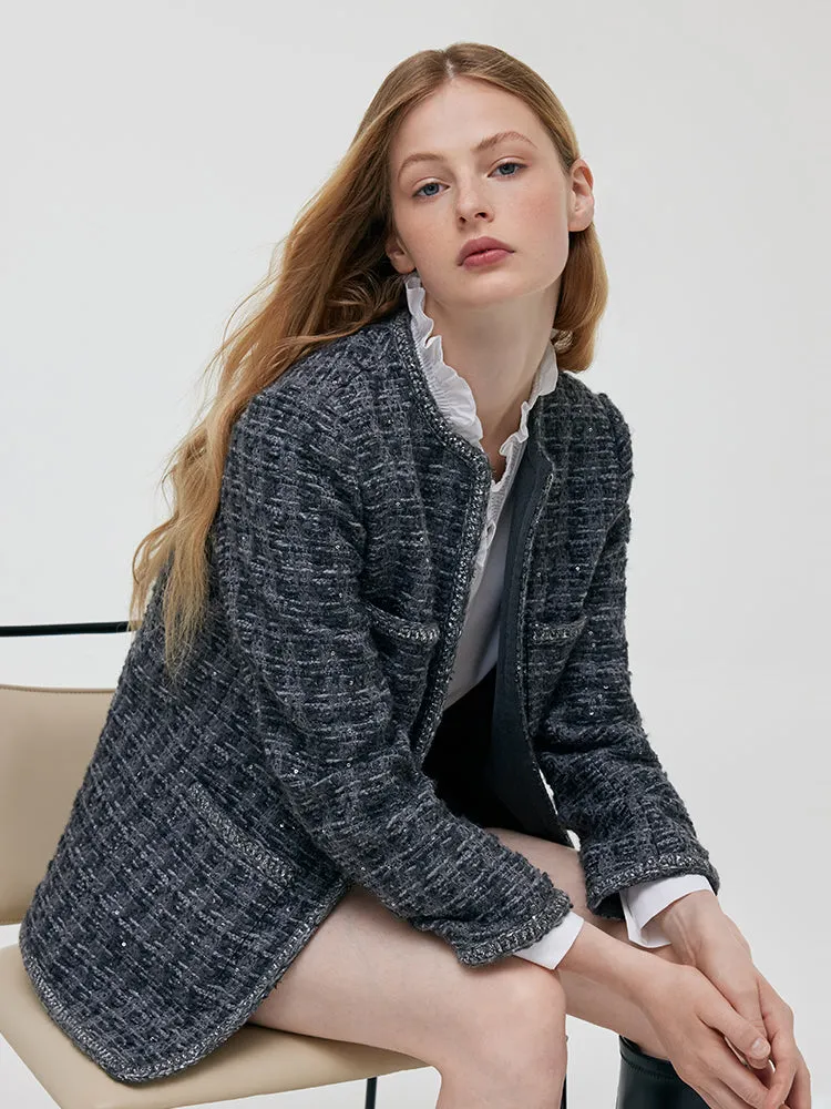 Wool Sequins Tweed Women Jacket sold by Goelia product image thumbnail 4