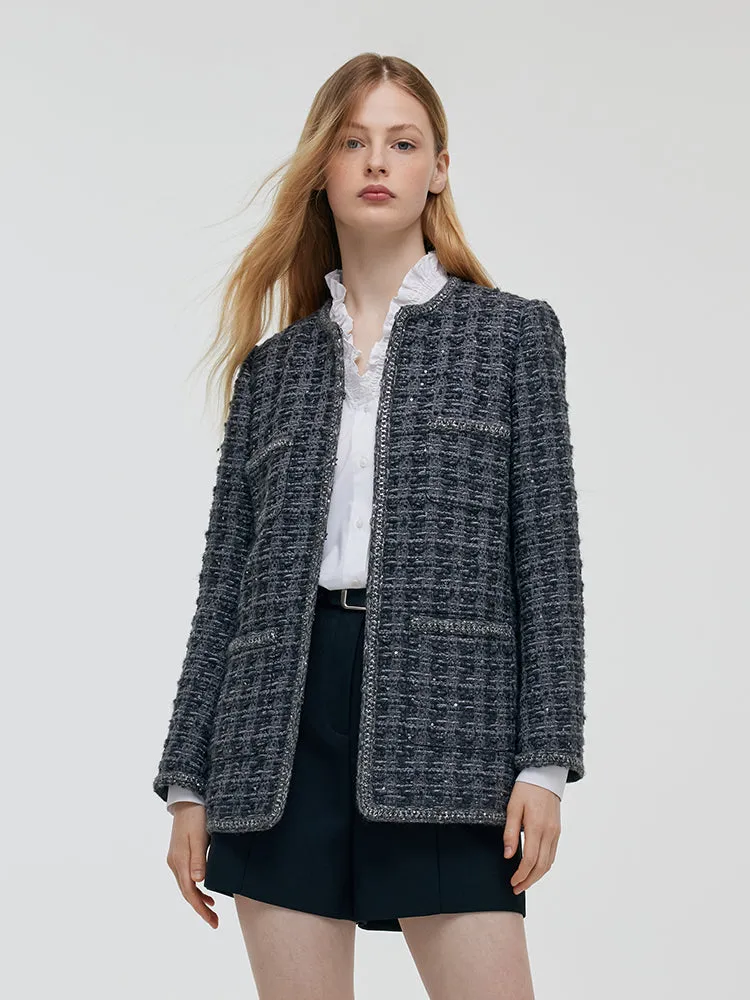 Wool Sequins Tweed Women Jacket sold by Goelia product image thumbnail 2