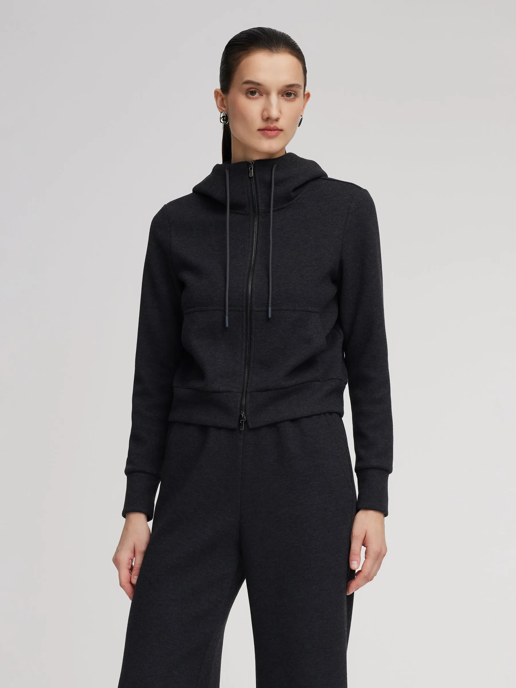 Drawstring Hooded Zip-Up Jacket And Pants Two-Piece Set sold by Goelia product image thumbnail 3