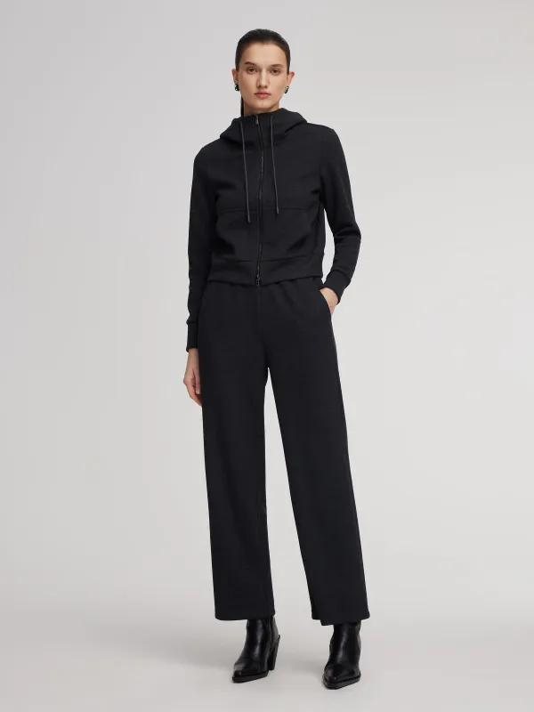 Drawstring Hooded Zip-Up Jacket And Pants Two-Piece Set sold by Goelia