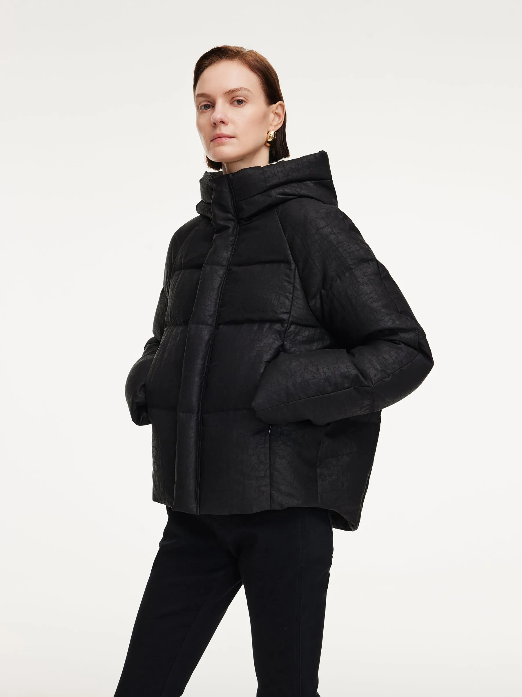 18MM Gambiered Canton Gauze Hooded Unisex Goose Down Jacket sold by Goelia product image thumbnail 5