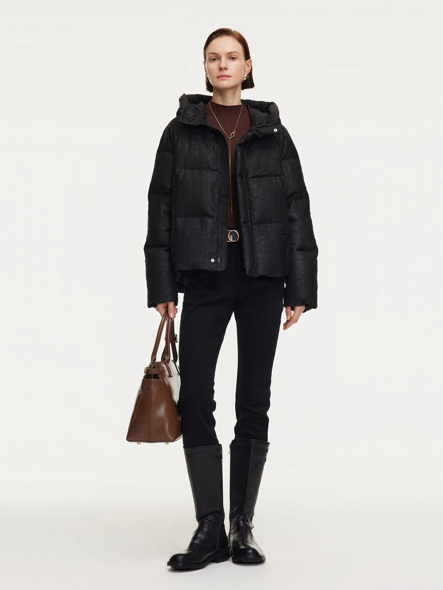 18MM Gambiered Canton Gauze Hooded Unisex Goose Down Jacket sold by Goelia product image thumbnail 3